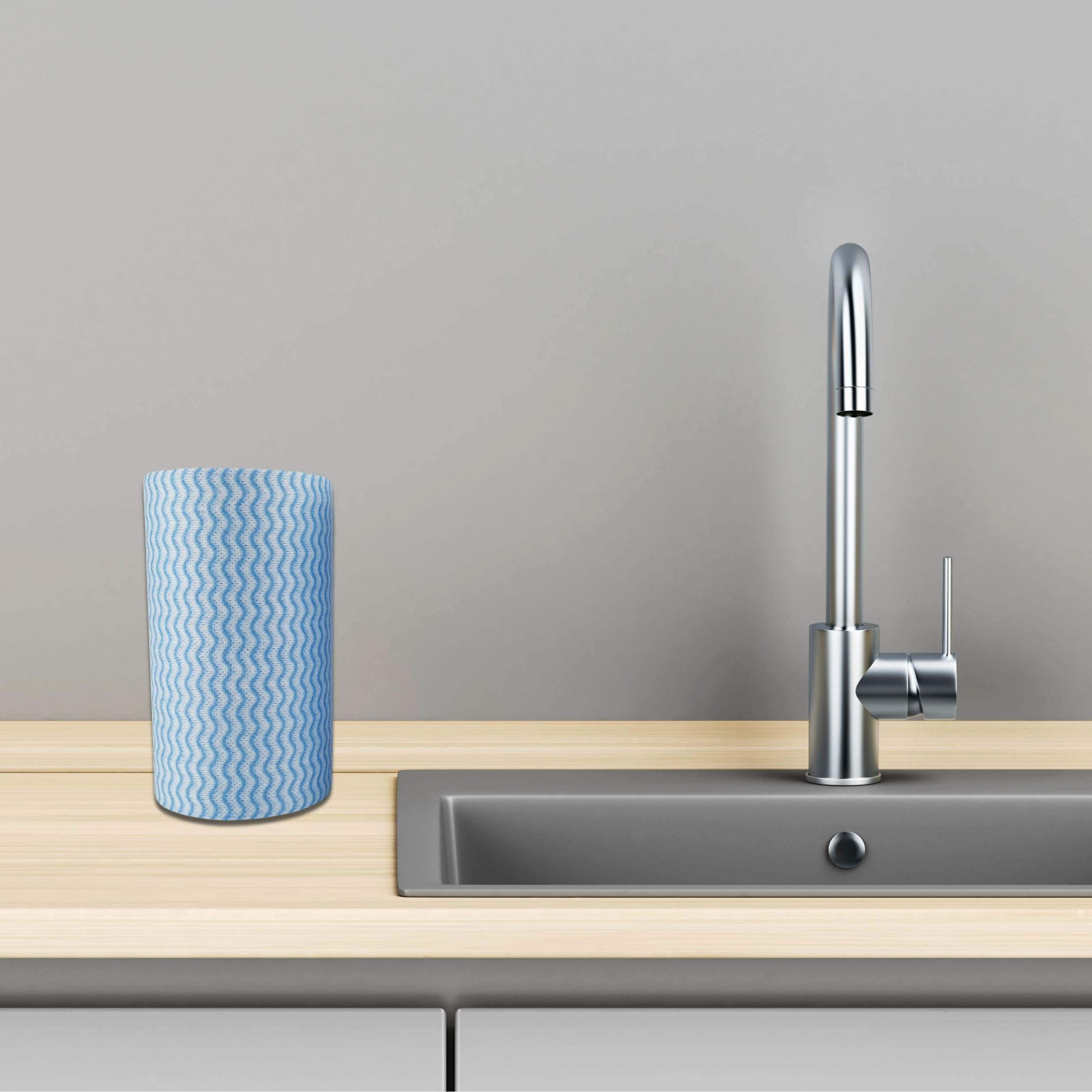 IDEA HOME Ściereczki na Rolce 2x100 sztuk – Niebieskie Ściereczki do Wycierania 8 x 35 cm – Uniwersalne Ściereczki w Rulonie do Kuchni, Sprzątania i Zastosowań Przemysłowych