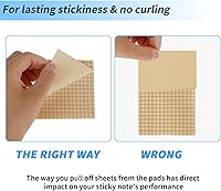 Vista 5 de Paquete de 3 notas adhesivas estéticas de 3 x 3 pulgadas con rejillas de líneas, 80 hojas/bloc, marrón