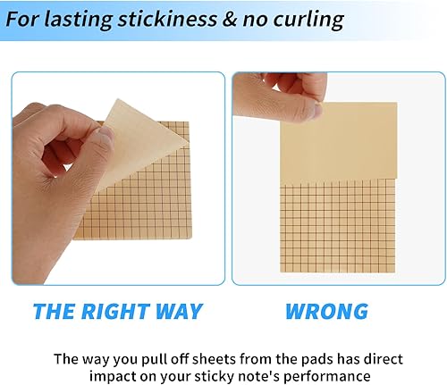 Miniatura 5 de Paquete de 3 notas adhesivas estéticas de 3 x 3 pulgadas con rejillas de líneas, 80 hojasbloc, marrón
