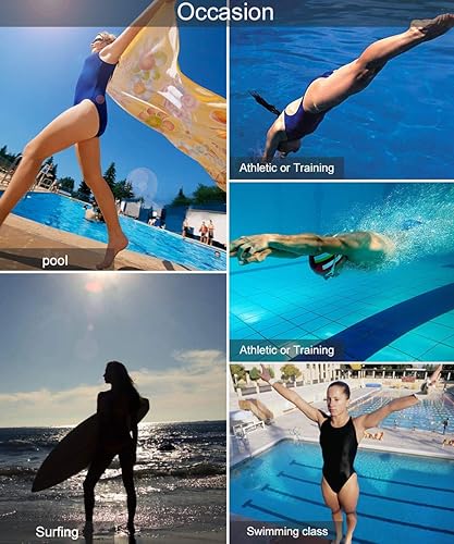 Miniatura 6 de American Trends Traje de baño de una pieza para mujer, espalda cruzada, estampado de bloques de color, trajes de baño atléticos modestos