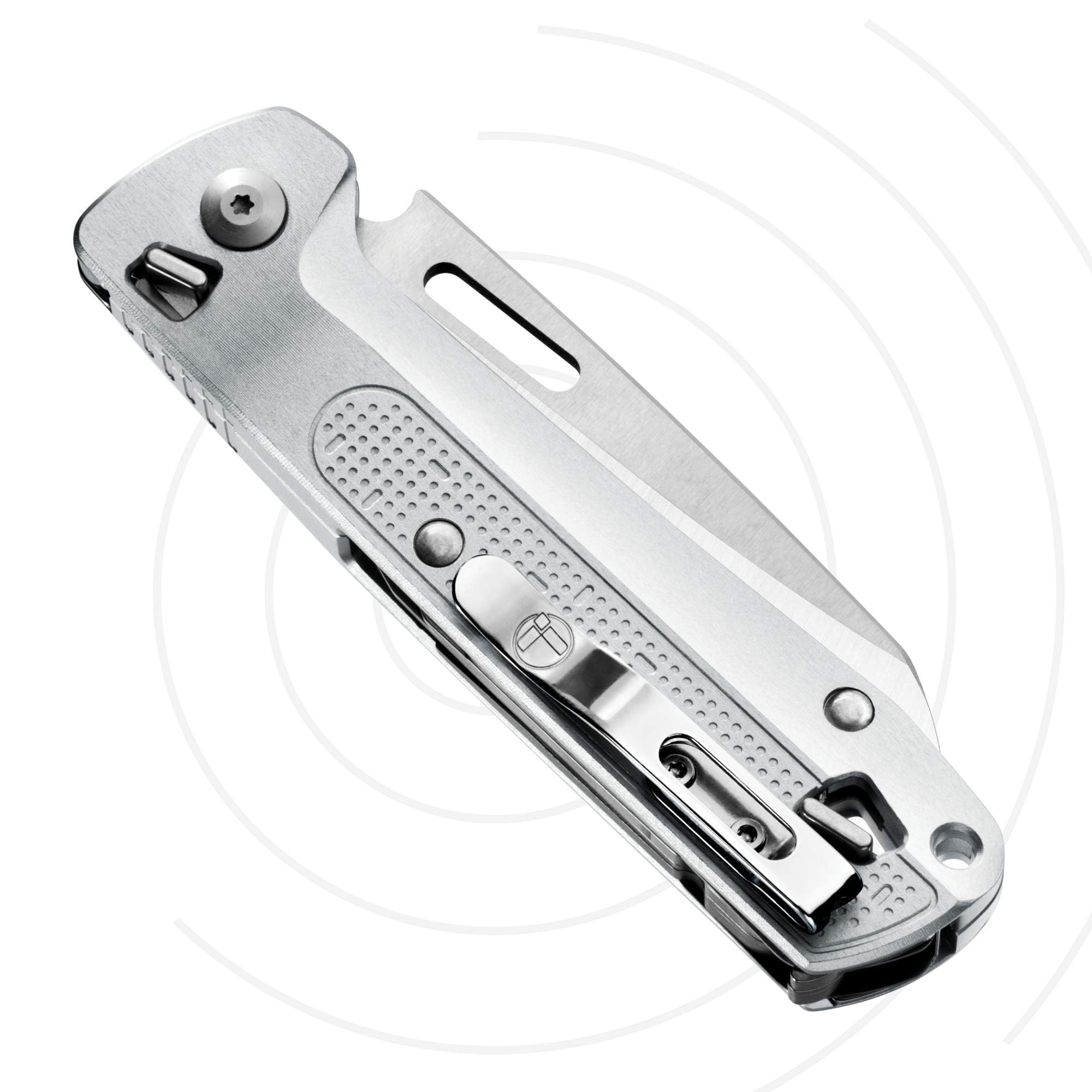 Leatherman Free K2x Outil Multifonction - 8-en-1 Outils avec Ouverture Magnétique, Poignée en Aluminium & Clip de Poche - Argent