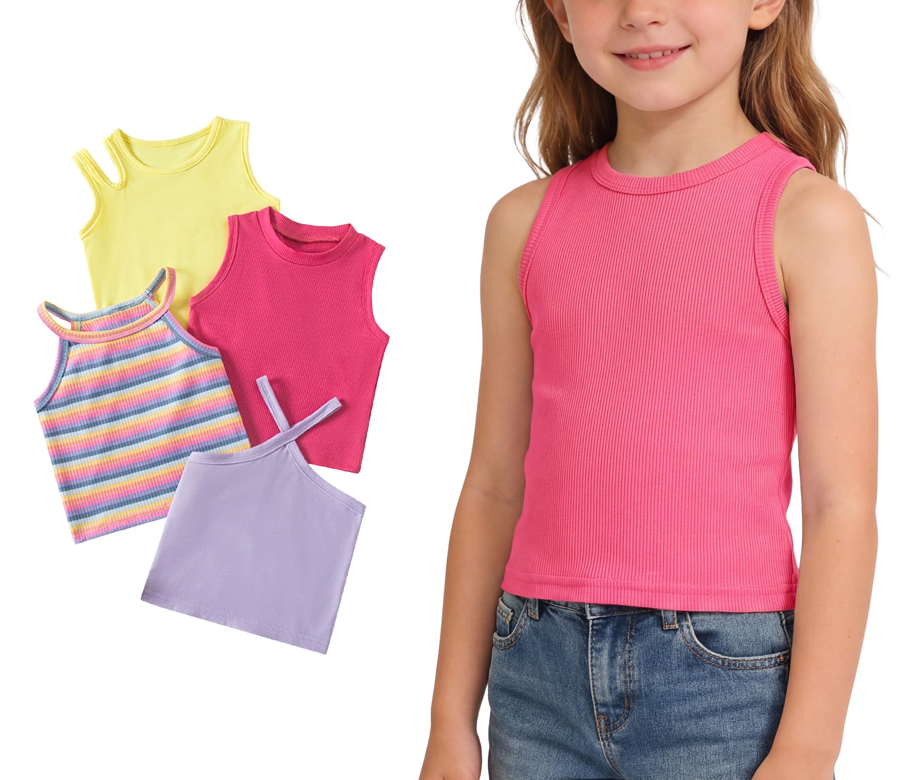 SEAUR Crop Tank Tops Mädchen Sommer Unterhemd Set Weiche Camisole Top Mädchen Unterhemden Atmungsaktive Bequem 4-7 Jahre
