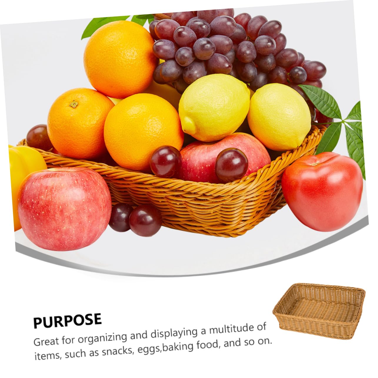 1pc Food Storage Basket Silverware Fruit Tray Vintage Tray Bread Serving Tray Round Wicker Tray Shallow Basket Rattan Woven Basket Bread Basket Bread Storage Basket Pp re-usable NAMOARLY