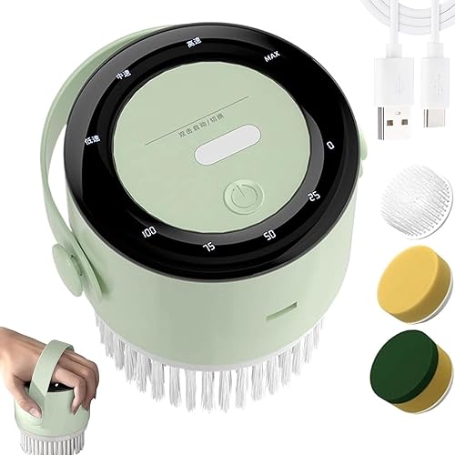 Miniatura 8 de Limpiador eléctrico de limpieza con 3 cabezales de cepillo reemplazables, limpiador de ducha inalámbrico, cepillo giratorio eléctrico, limpiador de