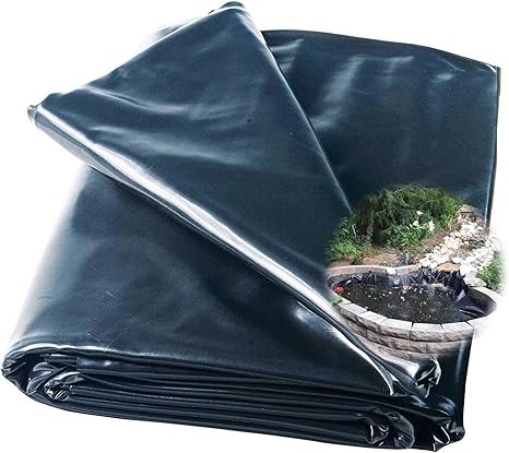 Image HDPE Flexible Sheeting Pond Liner Pool Skins Membrane Heavy Duty Fish Pond Liners Waterproof Building Membrane Cover for Garden Waterfall Building Construction Aquaculture (Size : 10x8m/33x26ft)
