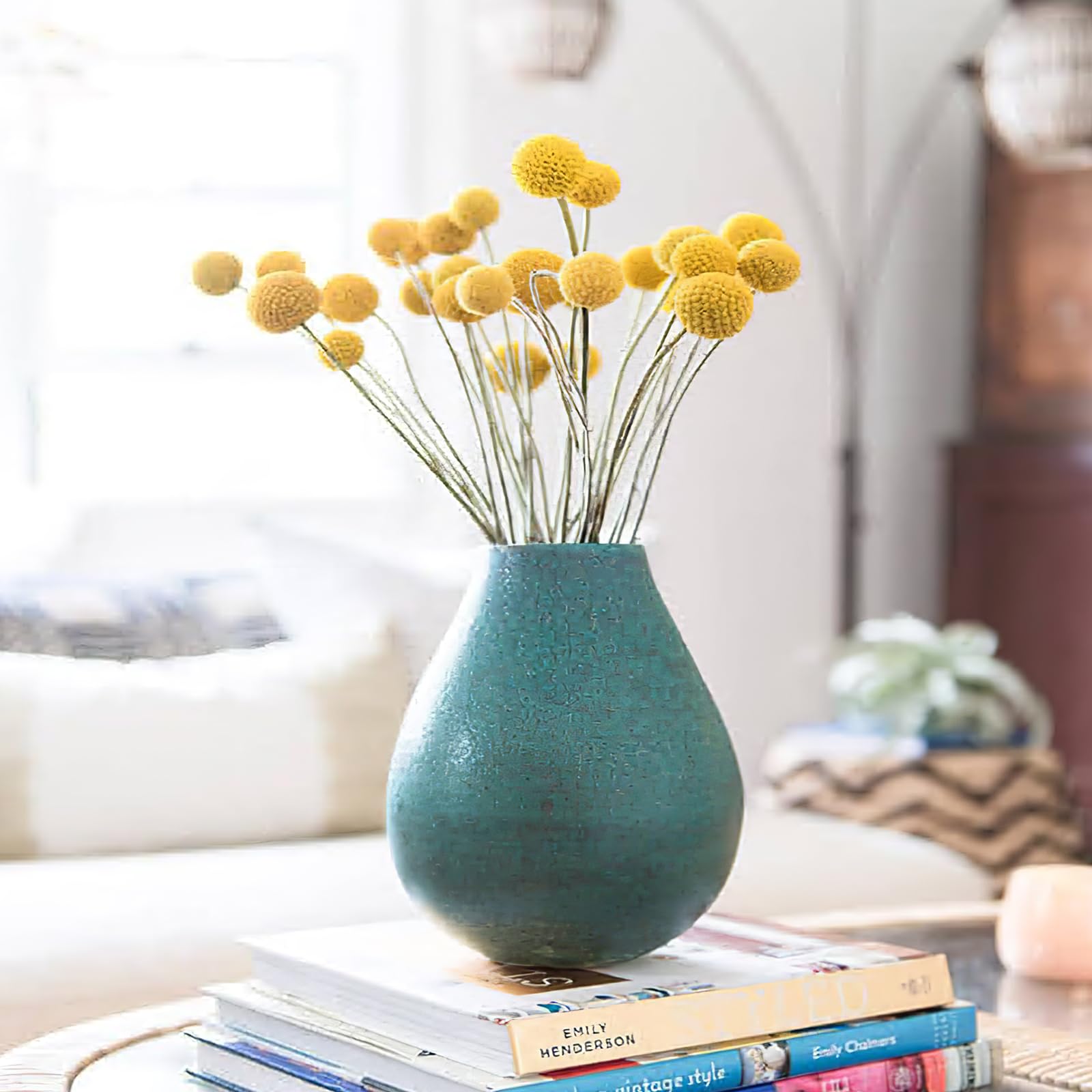 CITYES - Lot de 20 boules de fleurs séchées naturelles Craspedia Billy avec boutons de bille, bouquet de fleurs séchées pour arrangement floral, mariage, maison, grand vase, artisanat, décoration