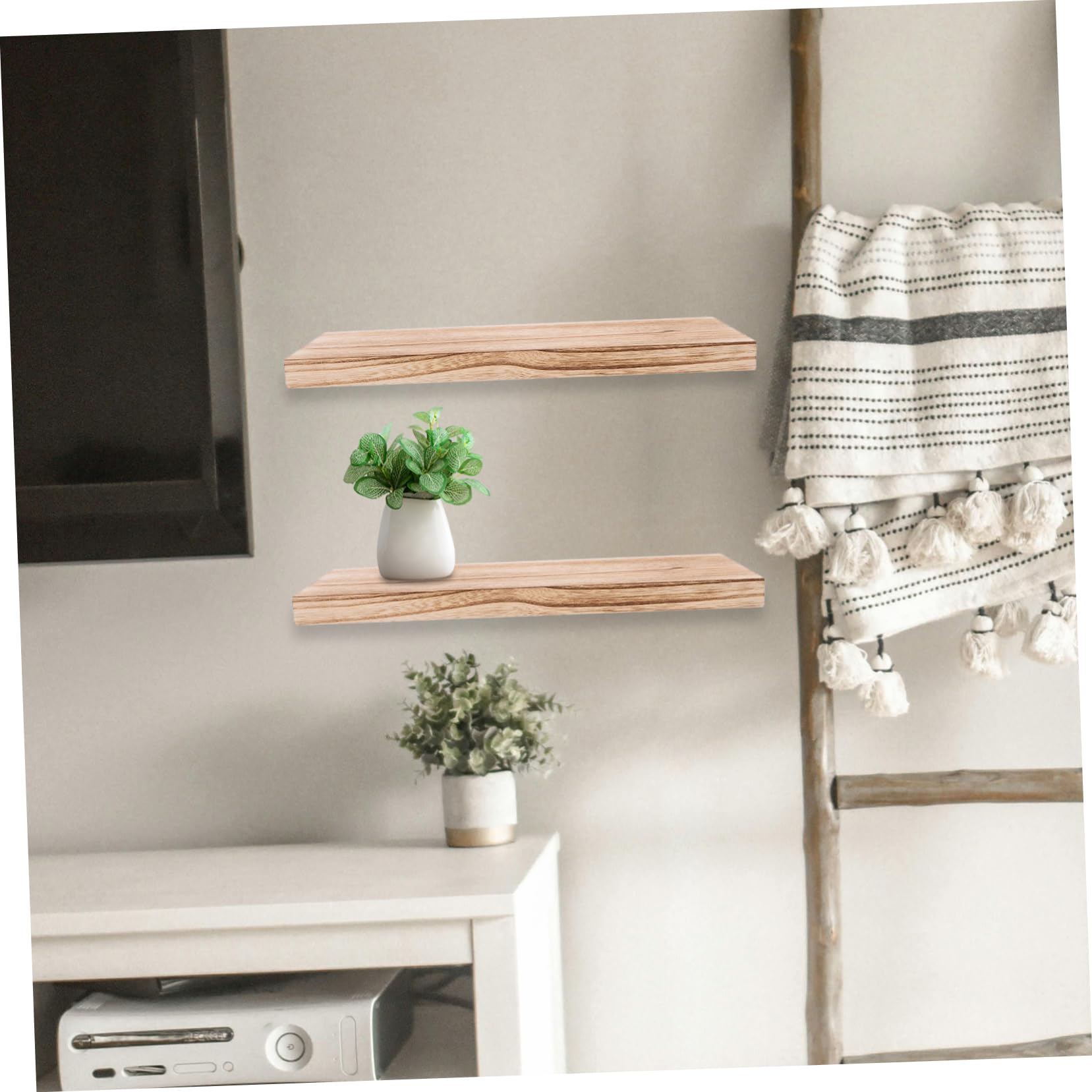 3piezas Estantes Flotantes De Madera Natural Diseño Elegante Almacenamiento Pared para Salón y Cocina De Resistente y Funcional