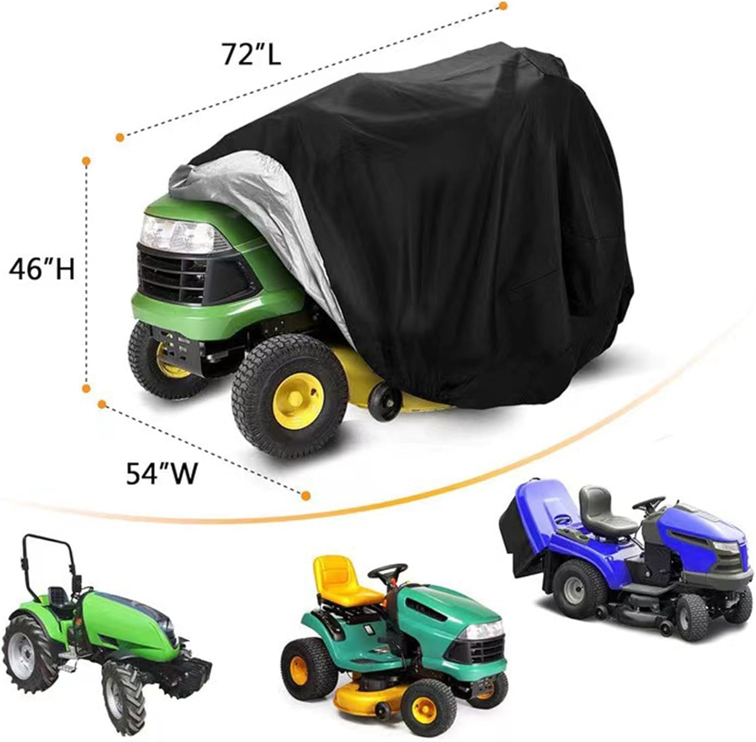 Outdoors Lawn Mower Cover Waterproof Tractor Cover Heavy Duty Universal Outdoor Riding Mower Cover for Garden Tractor, 183cmx137cmx117cm/943