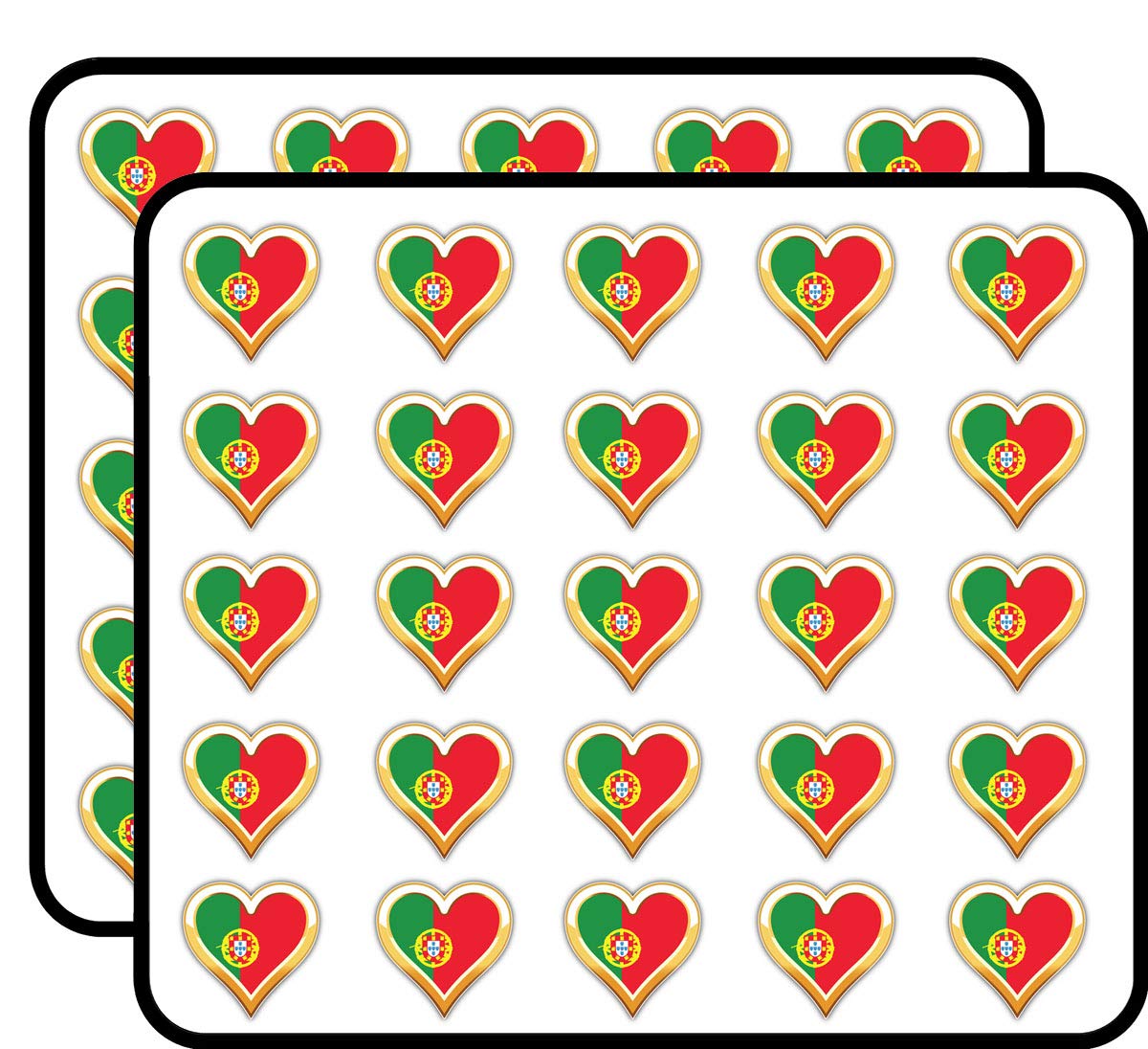 I Love Portugal Flag Decorative Scrapbooking Sticker Waterproof Vinyl Stickers for Water Bottle, Laptop & Phone Case – 50 Pack