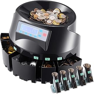 VEVOR USD Coin Counter & Coin Sorters with LCD Display, Coin Sorter Machine for USD Coin 1¢ 5¢ 10¢ 25¢ $1, Sorts up to 300...