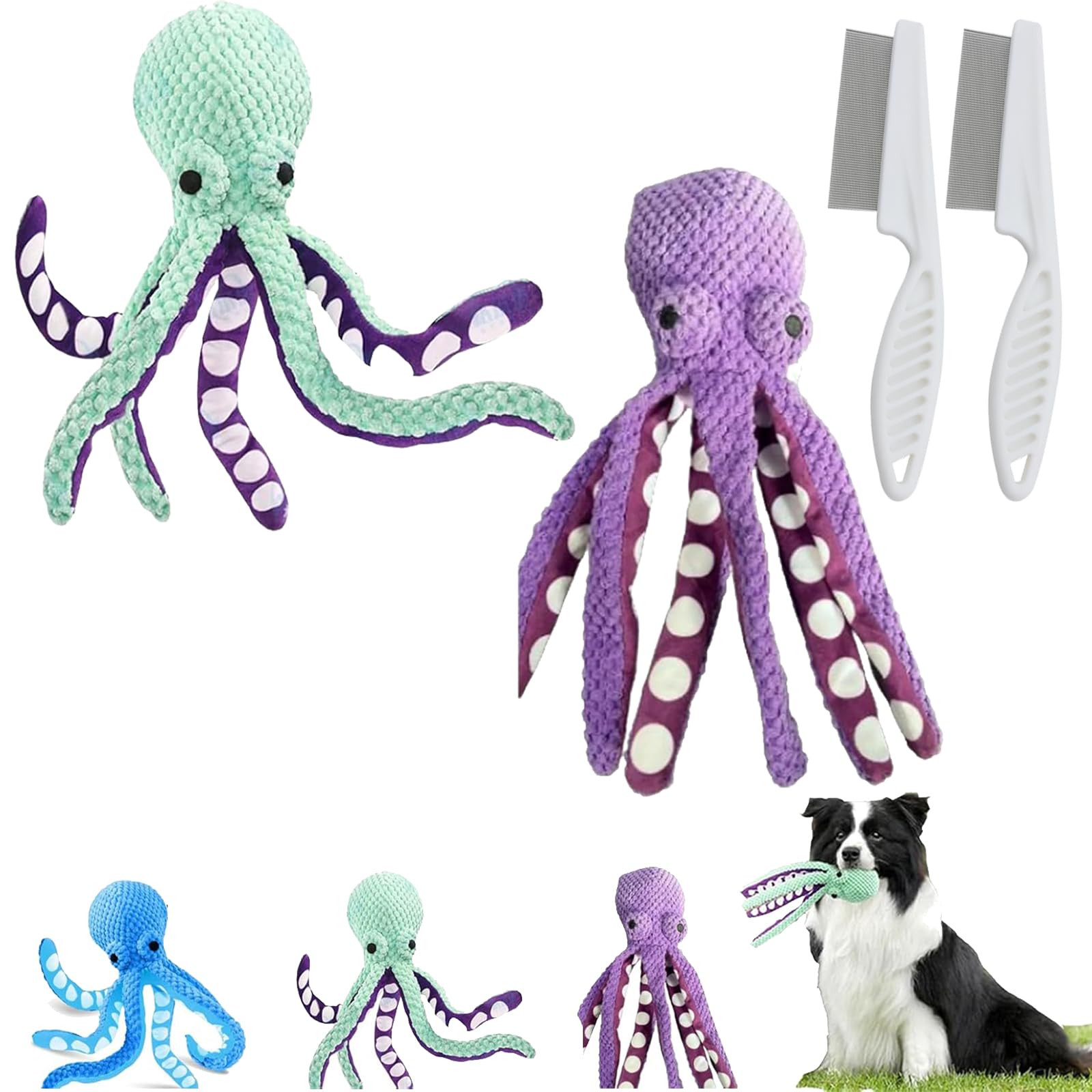 Gienslru Pawforloves Premium Pet Plush Toy, Premium Pet Plush Octopus, Paw For Loves Pet Plush Toy, Dog Toy Octopus, Dog Toys For Large Dogs,Medium,Small (A+C)