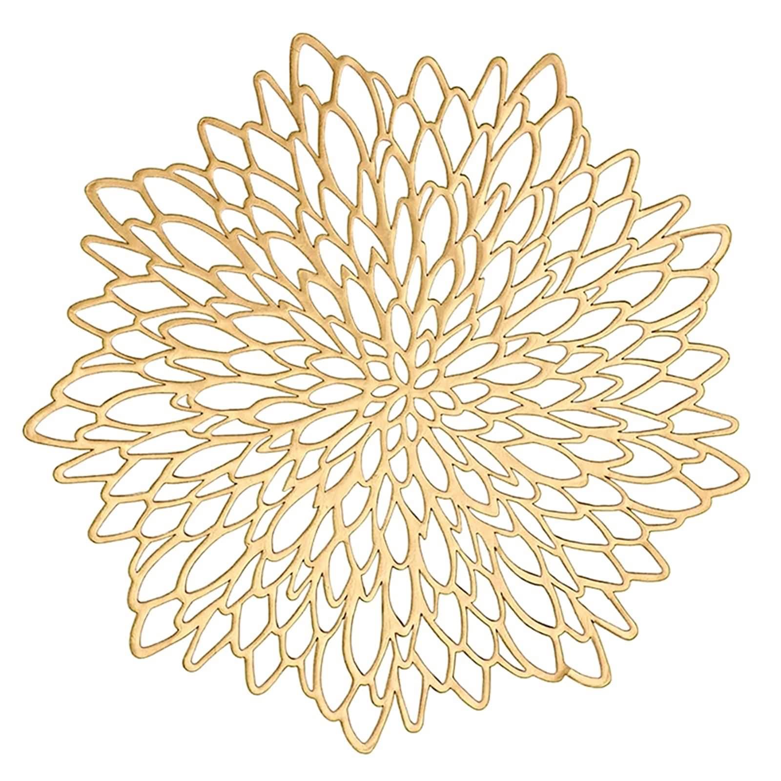 Placemats for Dining Table Gold, Set de Table Vintage Lot de 10 Fleurs Creuses de Style Européen PVC sous Assiette 36cm