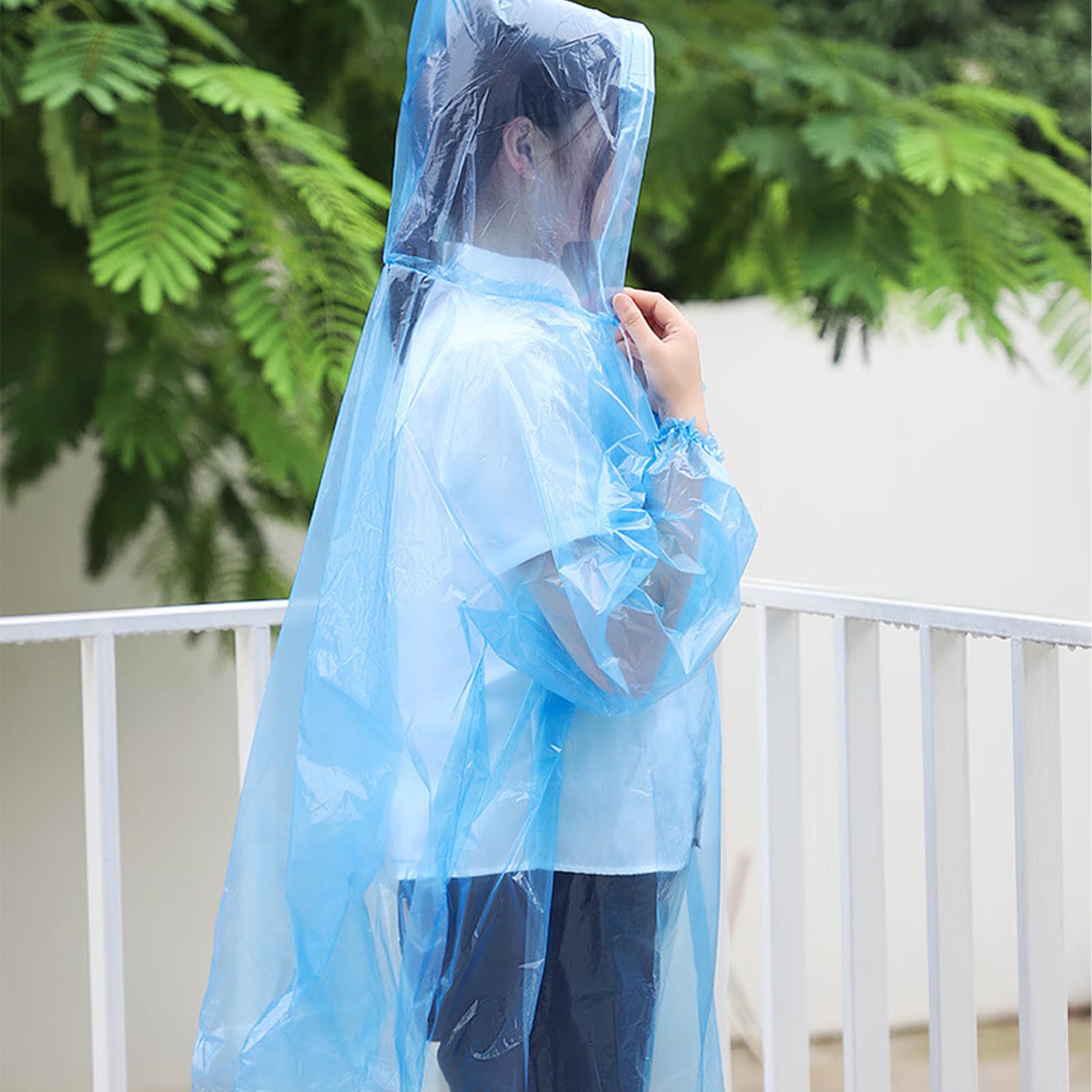 Poncho Impermeable Desechable con Capucha y Mangas, Chubasquero Plegable para Hombre Mujer, 6 Piezas