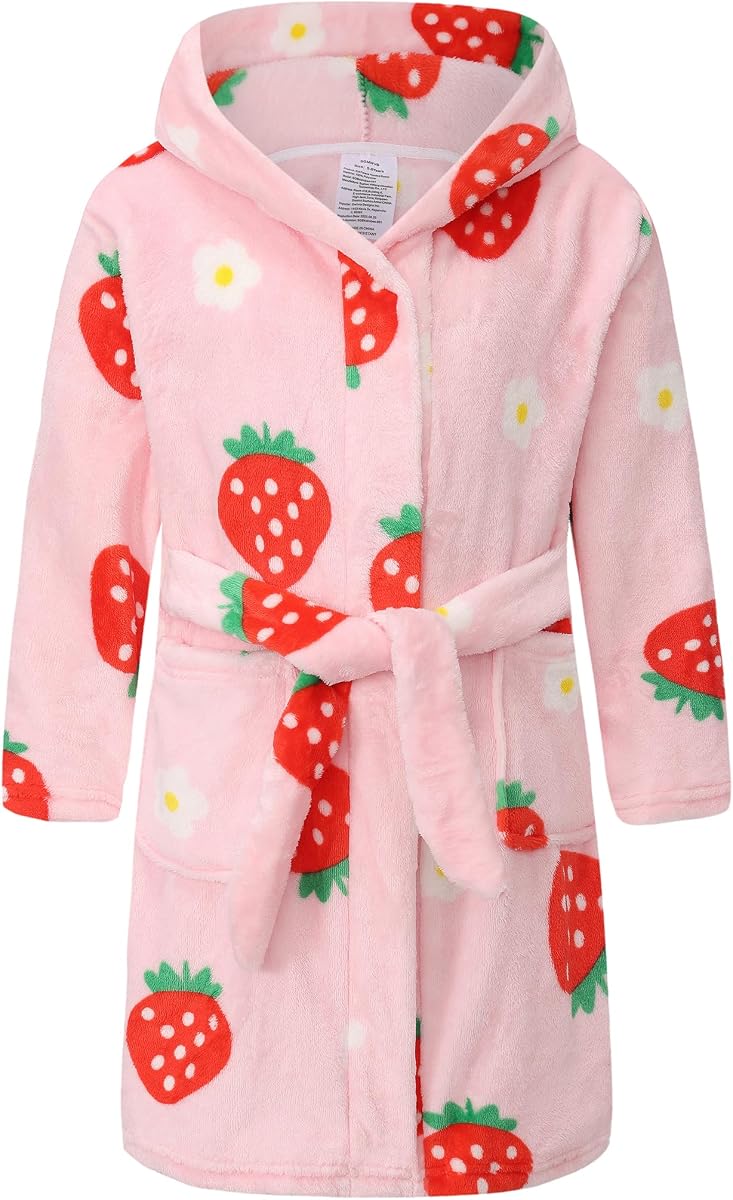 Kid Fleece Hooded Robes Girls Bathrobes Boys Soft Plush Sleepwear Toddler Fuzzy Pajamas