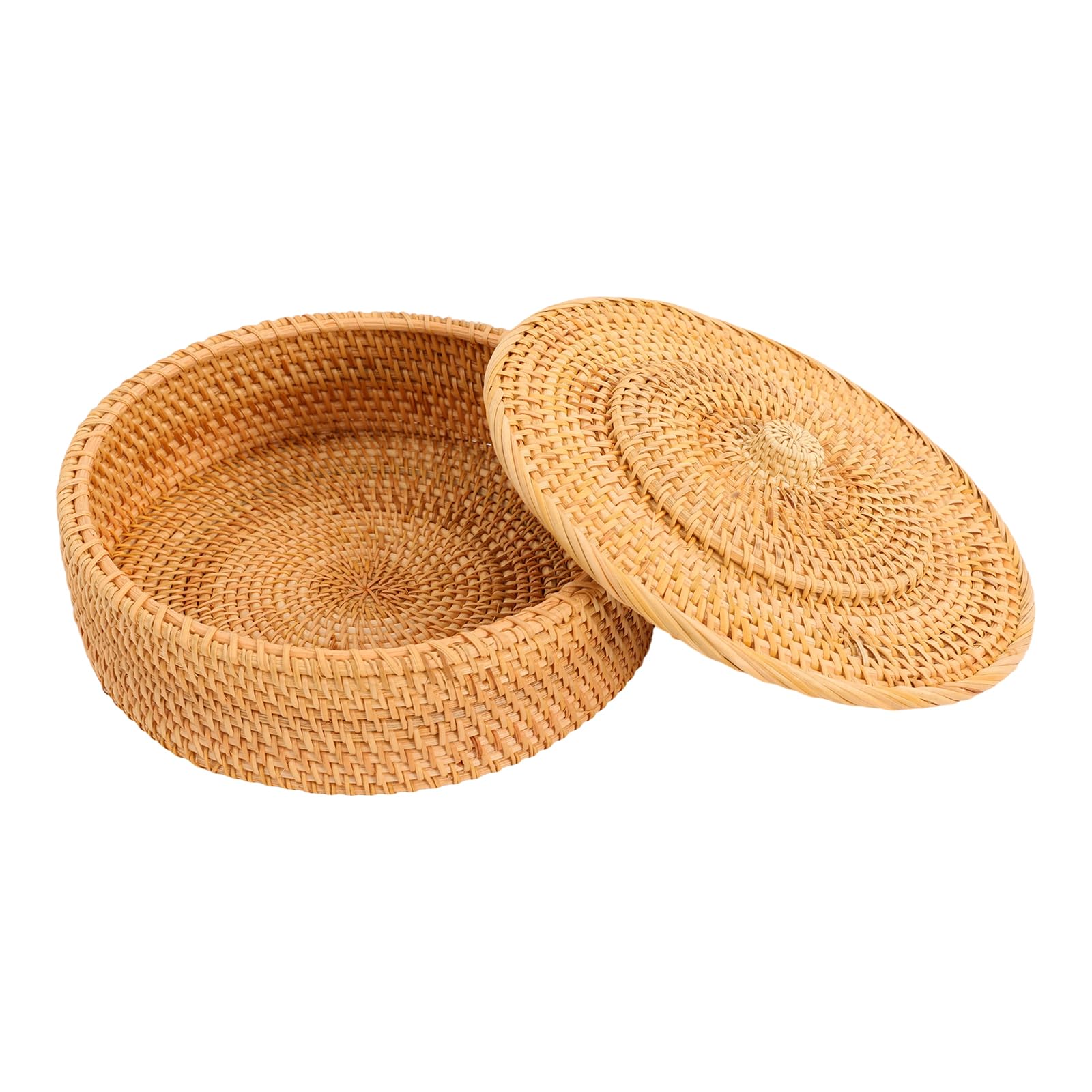 Osier naturel tressé main panier rangement avec couvercle d'une élégance intemporelle