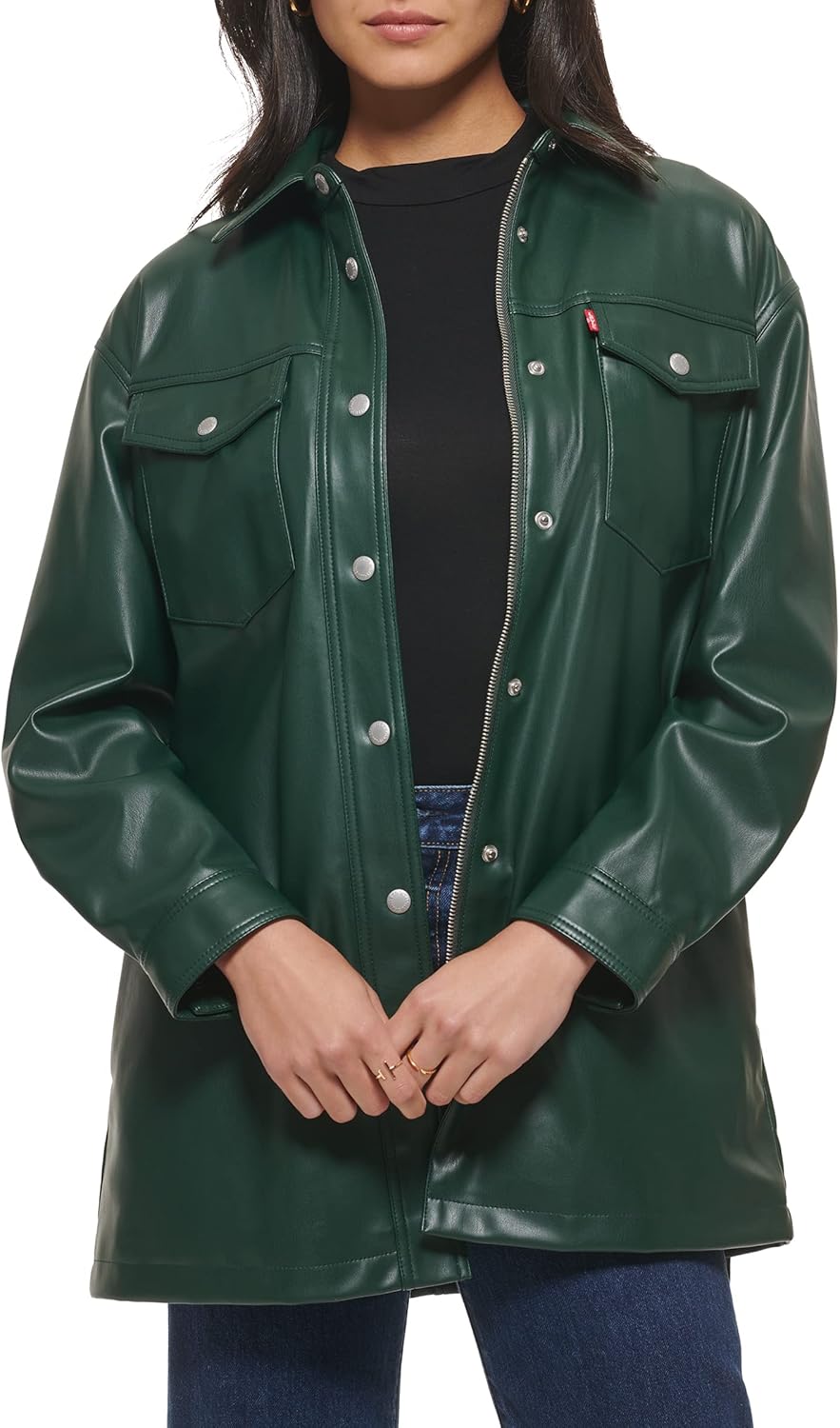 Levi's Women's Faux Leather Belted Shirt Jacket (Standard & Plus Sizes) - Image 6