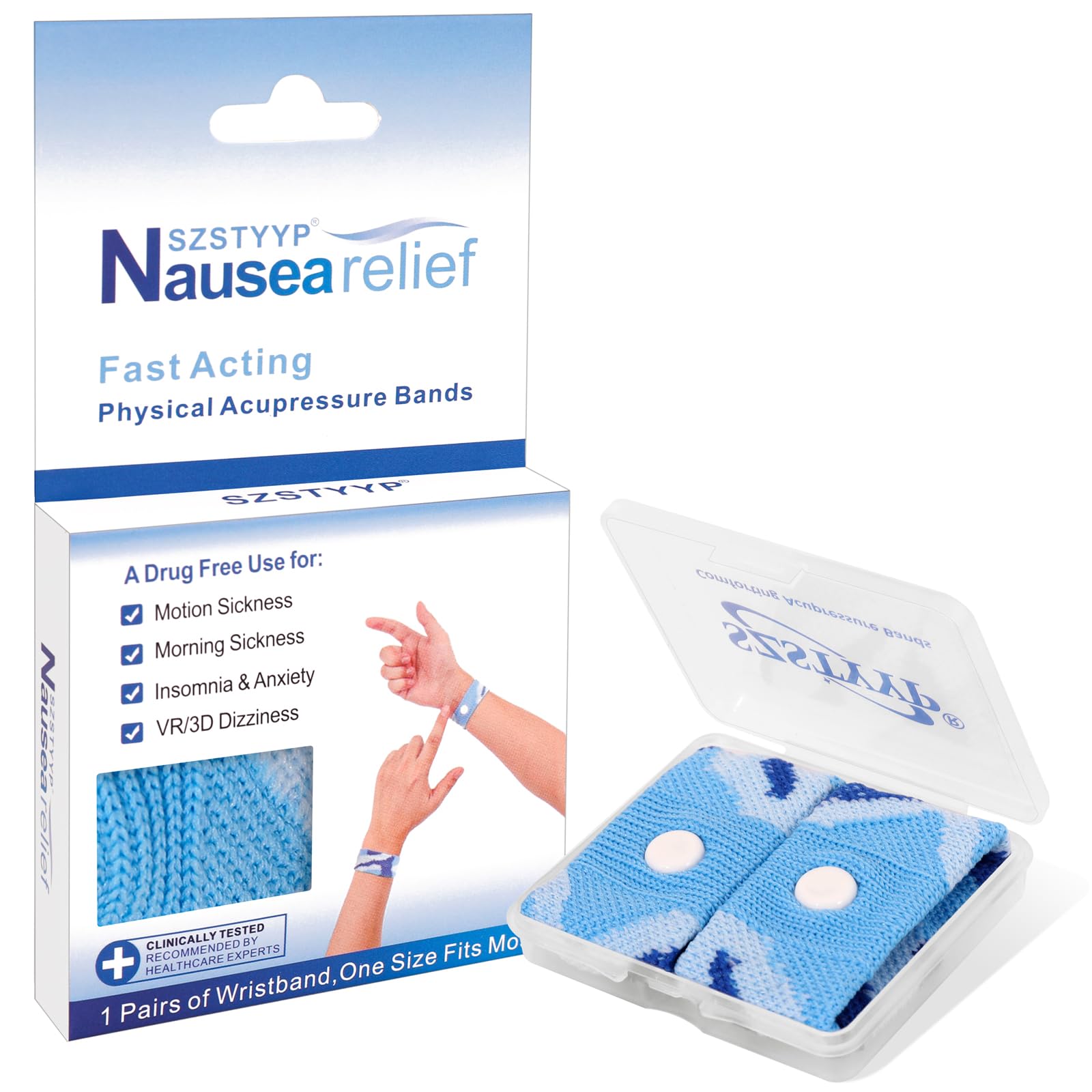 SZSTYYPAnti -Nausea Wristbands for Adults and Kids Nausea & Vomiting Relief for Morning Sickness Relief for Pregnant Women Sea Sickness Writbands for Cruise Travel Essentials - 1 Pair Camo Blue