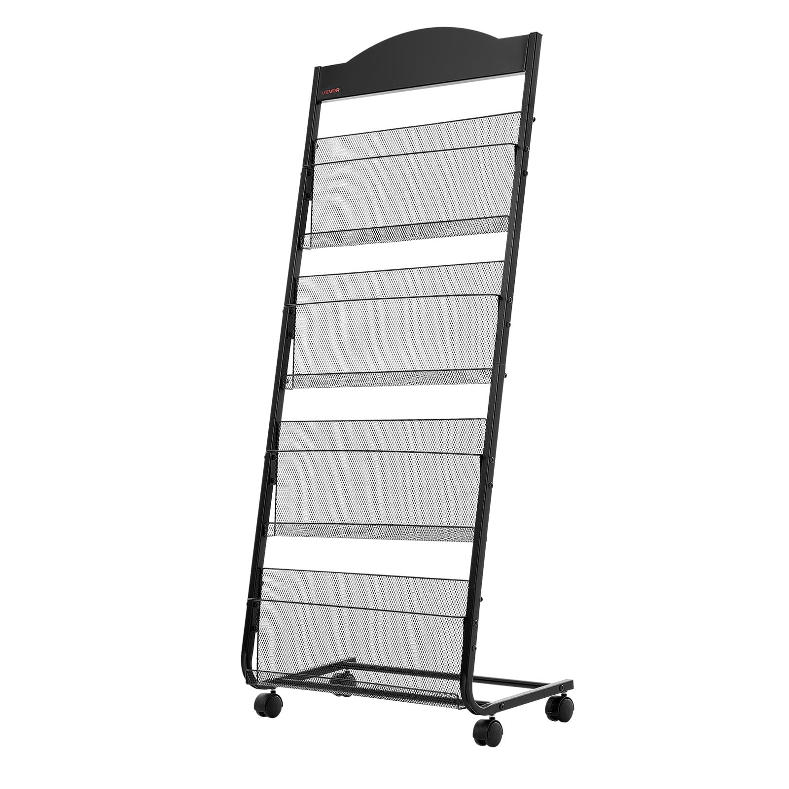 VEVOR faltbarer Prospektständer Zeitschriftenständer mit 4 Taschen, rollbarer Literaturständer Kataloghalter Schrägsteller, Buchständer Bodenaufsteller für Messe, Büroshows, Ausstellung