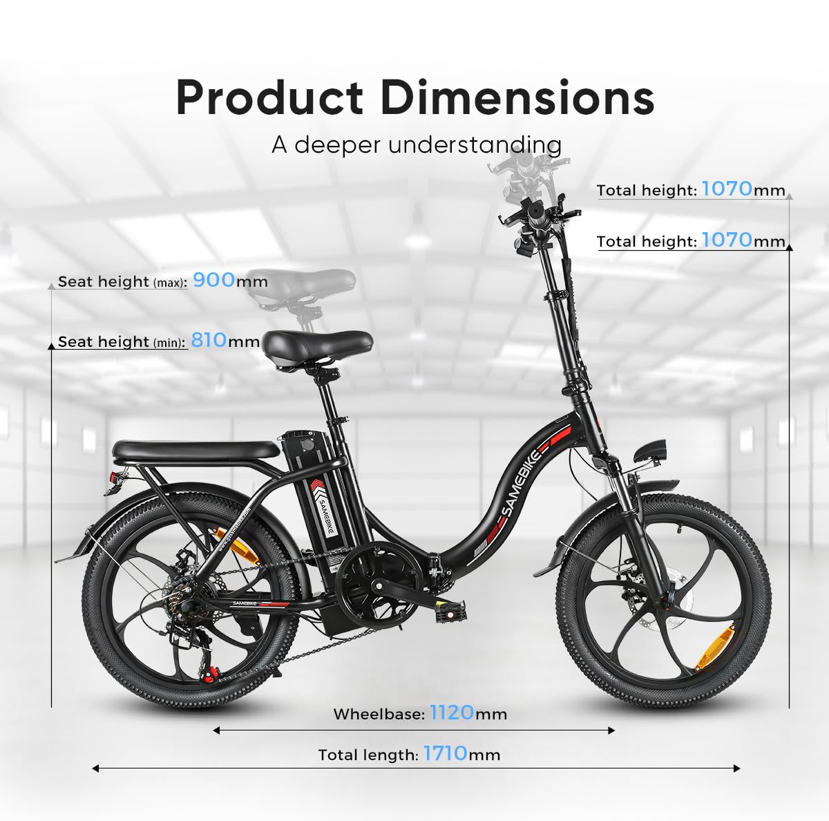 SAMEBIKE E-Bike Klapprad Elektrofahrrad mit 20"*2.35 Fat Tire, 468KWH Lithium-Akku für Lange Reichweite bis 100KM, 7-Gang-All-Terrain Ebike Herren für MTB, Strand & Schnee