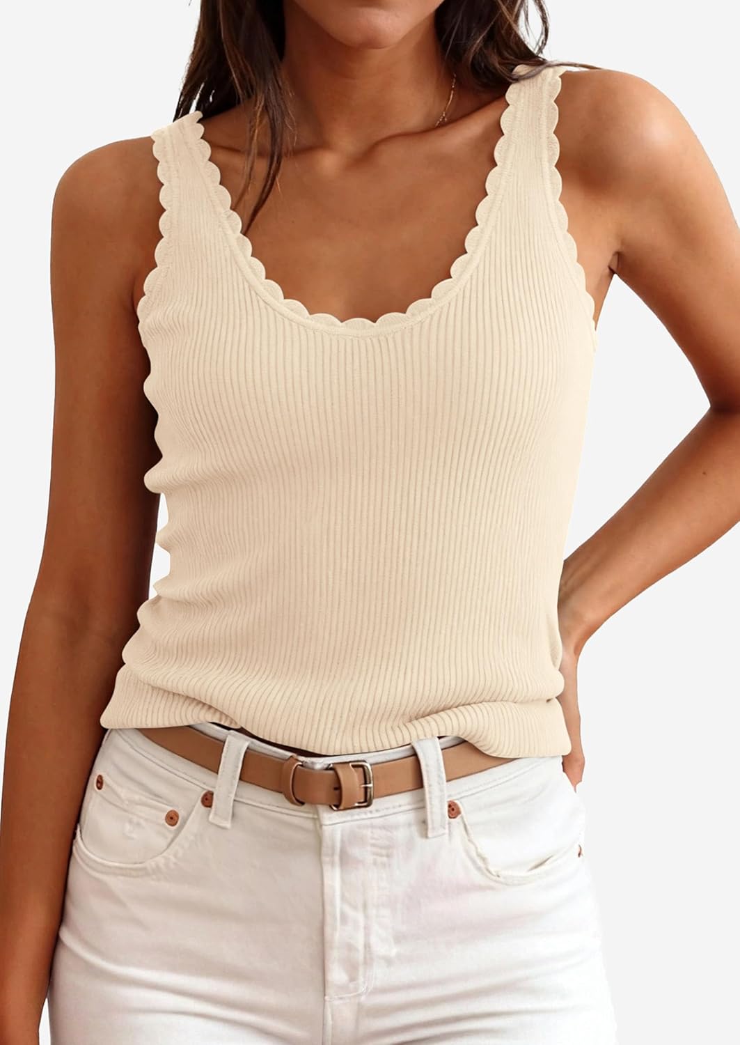 PRETTYGARDEN Womens Summer Sleeveless Tank Tops 2026 V Neck Ruffle Lightweight Ribbed Knit Shirt Casual Going Out Top - Image 2