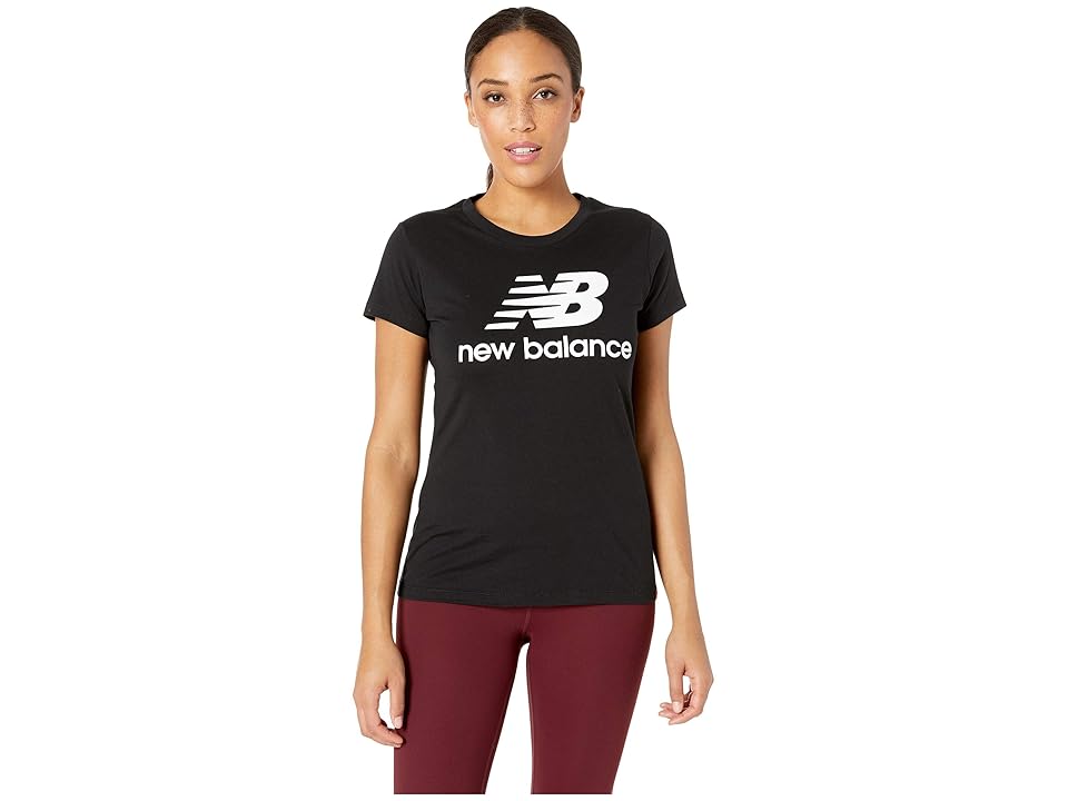 

New Balance Essentials Stacked Logo Tee (Black) Women's T Shirt