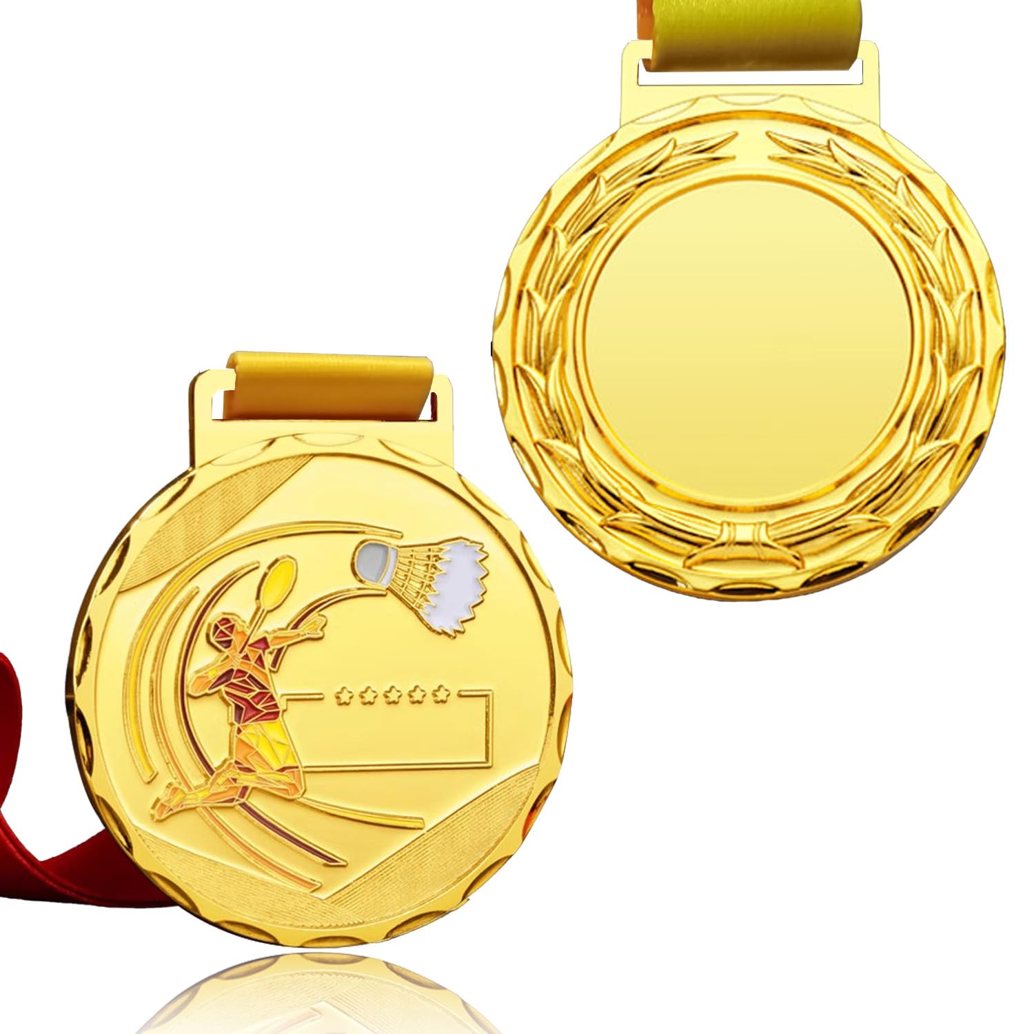 Medallas de bádminton de bronce dorado y plateado con cintas para el cuello para premios, 2.75 pulgadas, 1.º 2.º tercer premio medallas para deportes, competiciones, estilo olímpico, juegos