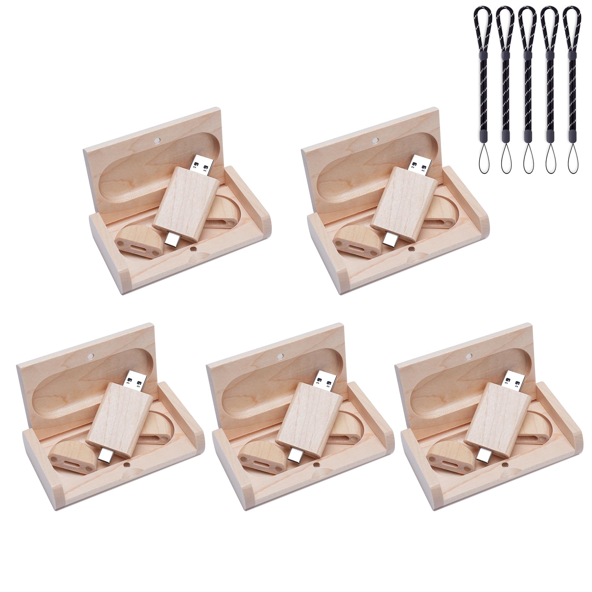 Memoria USB C de 8 GB, USB 3.0 de alta velocidad tipo C Dual OTG de madera de arce para TV, coche, teléfonos inteligentes, PC, ordenador portátil