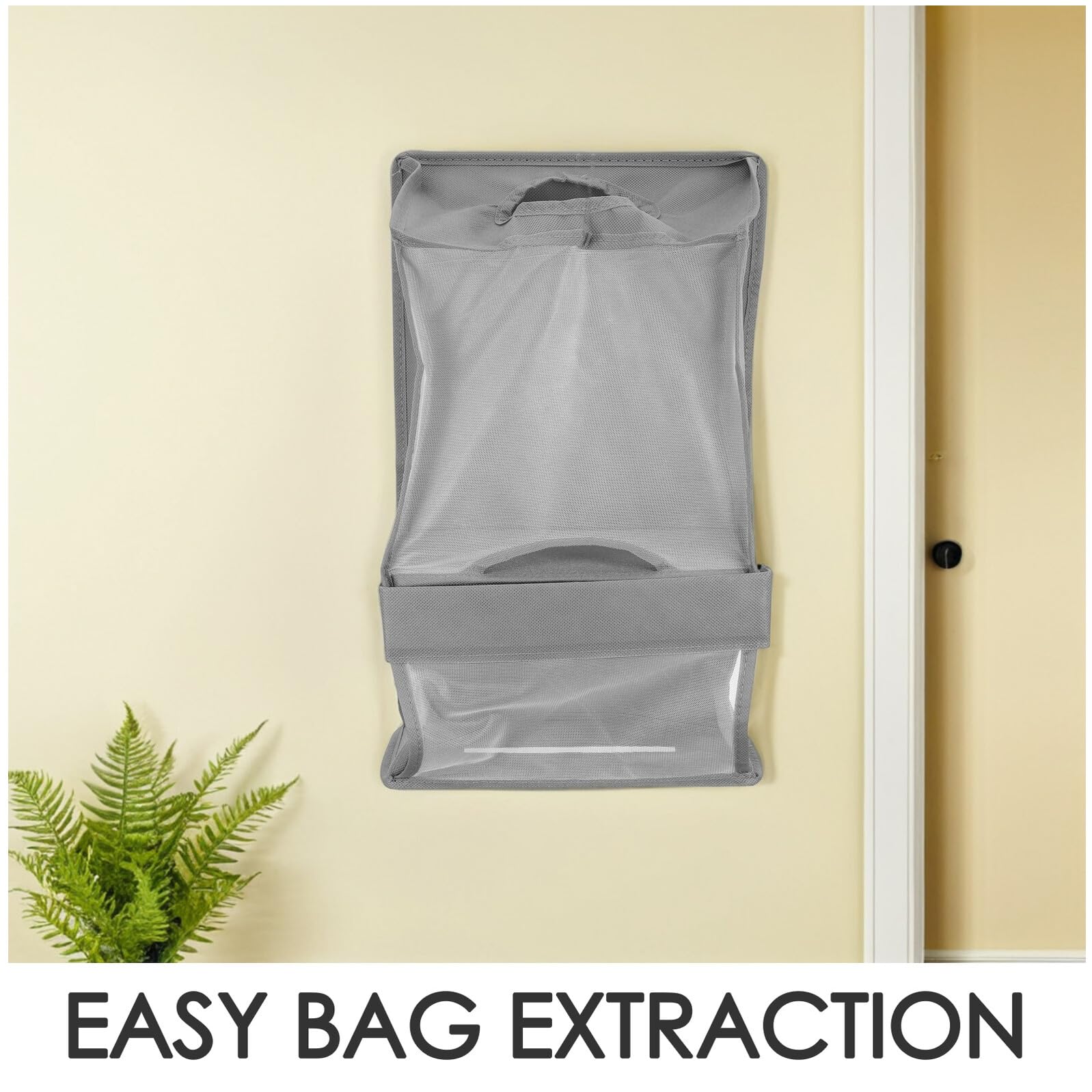 Dispensador de Bolsas de Basura para Montaje en Pared, Caja Organizadora Gris Transparente, Soporte Compacto para Bolsas de Supermercado Reutilizables, Adecuado para Cocina,