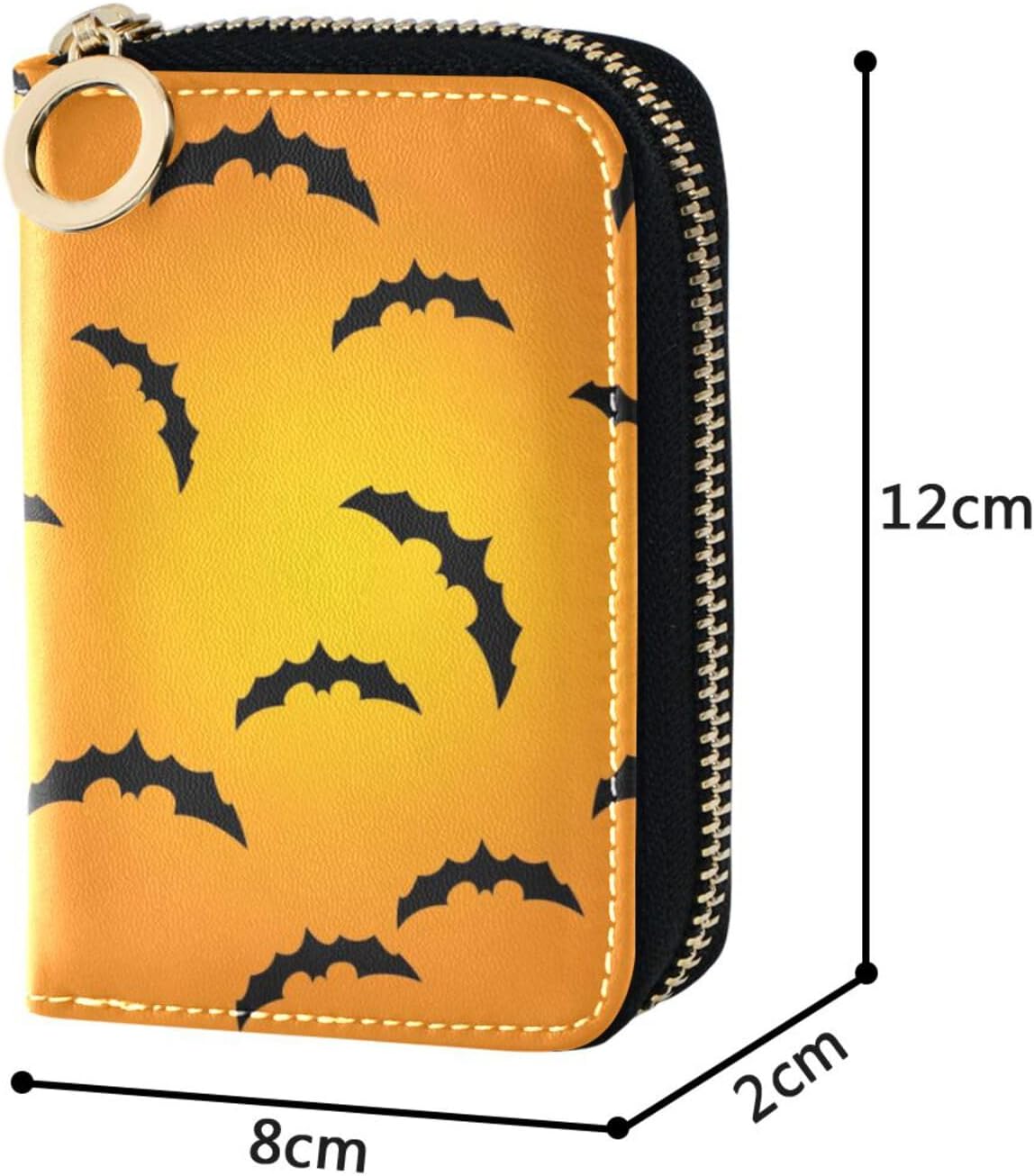 Halloween Bat RFID Credit Card Holder Wallets Accordion for Women Leather Zipper Card Case Accordion Wallet for Ladies Girls - Image 4