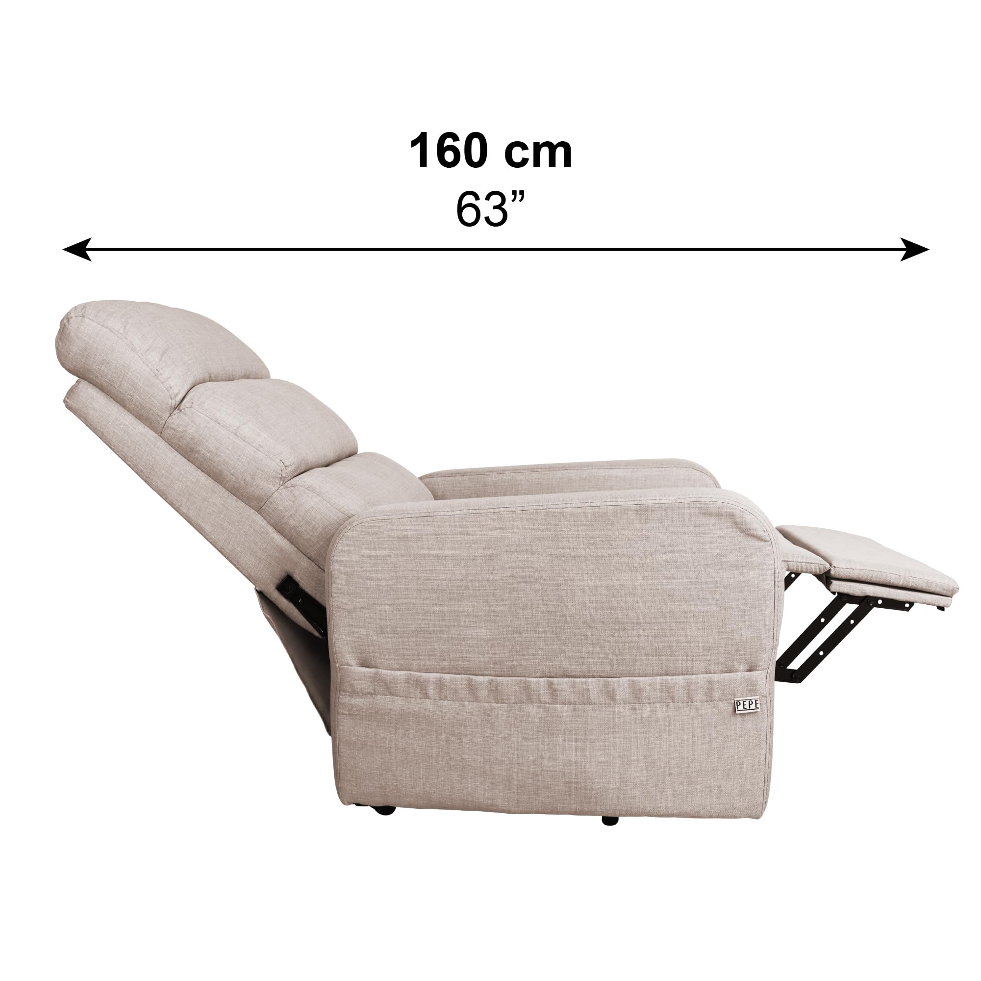 PEPE Mobility Fernsehsessel mit Aufstehhilfe Elektrisch, Relaxsessel mit Liegefunktion, Seniorensessel für Wohnzimmer, TV Sessel Leinengewebe, Liftsessel bis 130 kg belastbar, Beige