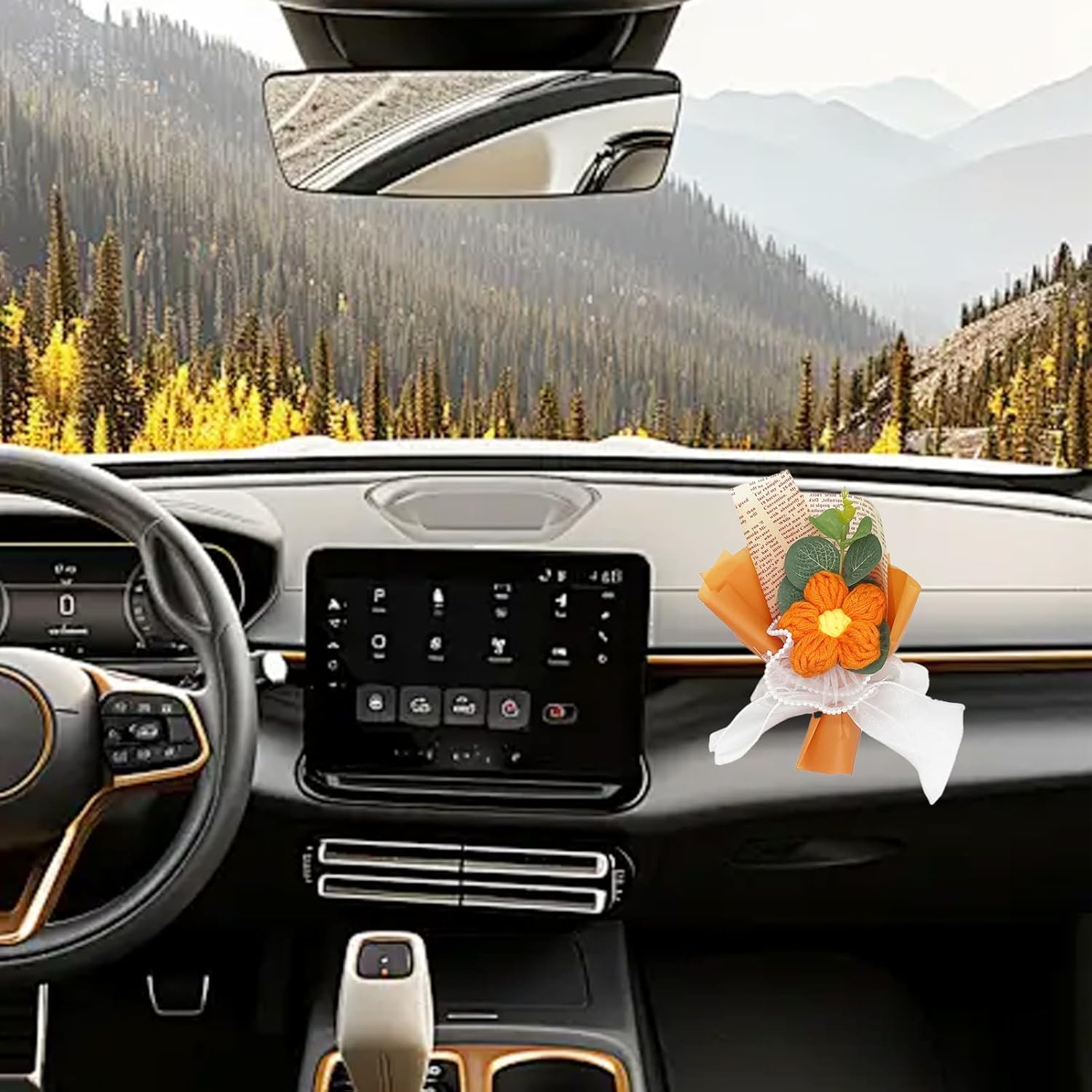 Crochet Flowers Bouquet Handmade Knitted Bouquet Crochet Flower Kit Knitted Fake Puff Flower, Gift for Mother Wife on Birthday Anniversary (Orange) - Image 5