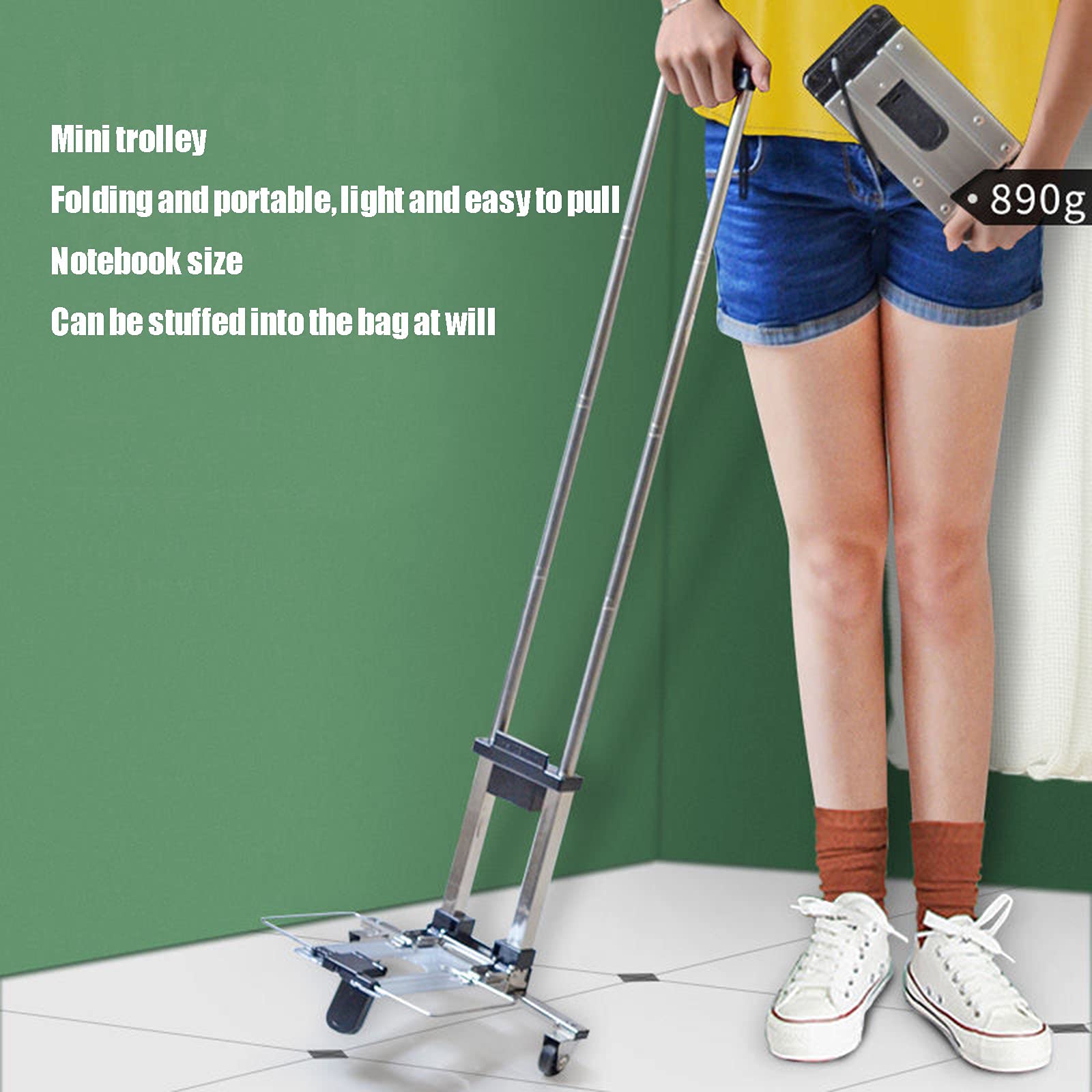 Mini Carrello della Spesa Pieghevole Completo 24 * 11,5 * 3,5 Cm Mini Carrello di Utilità Pieghevole 890G Carrello Ultraleggero per La Spesa Portatile,B2