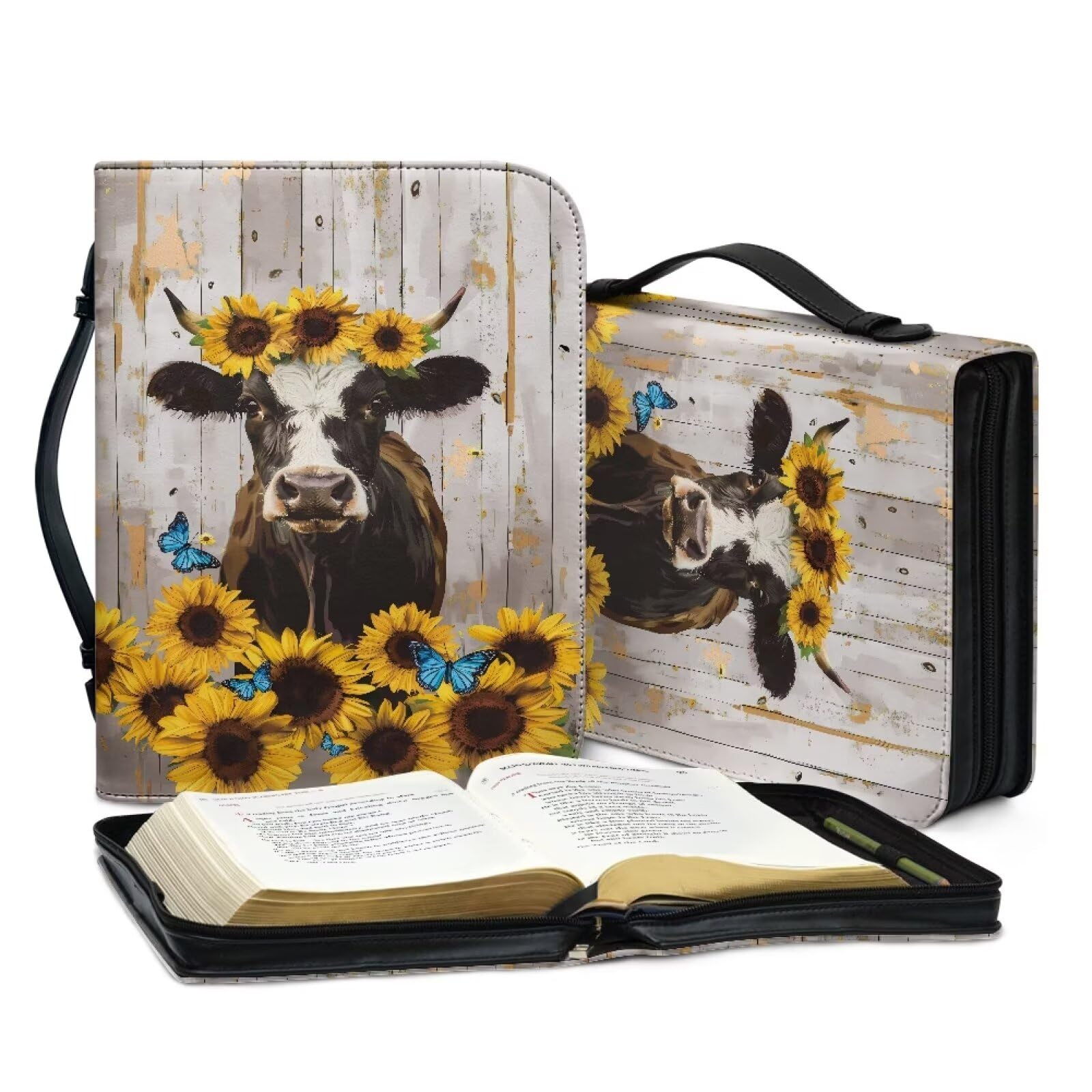Lotusorchid Bolsa De La Biblia Con Estampado De León Para Hombres, Funda De Piel Sintética Resistente Para Libros De La Biblia, Accesorios De Estudio Bíblico Cristiano Para Estudio Bíblico, Marrón