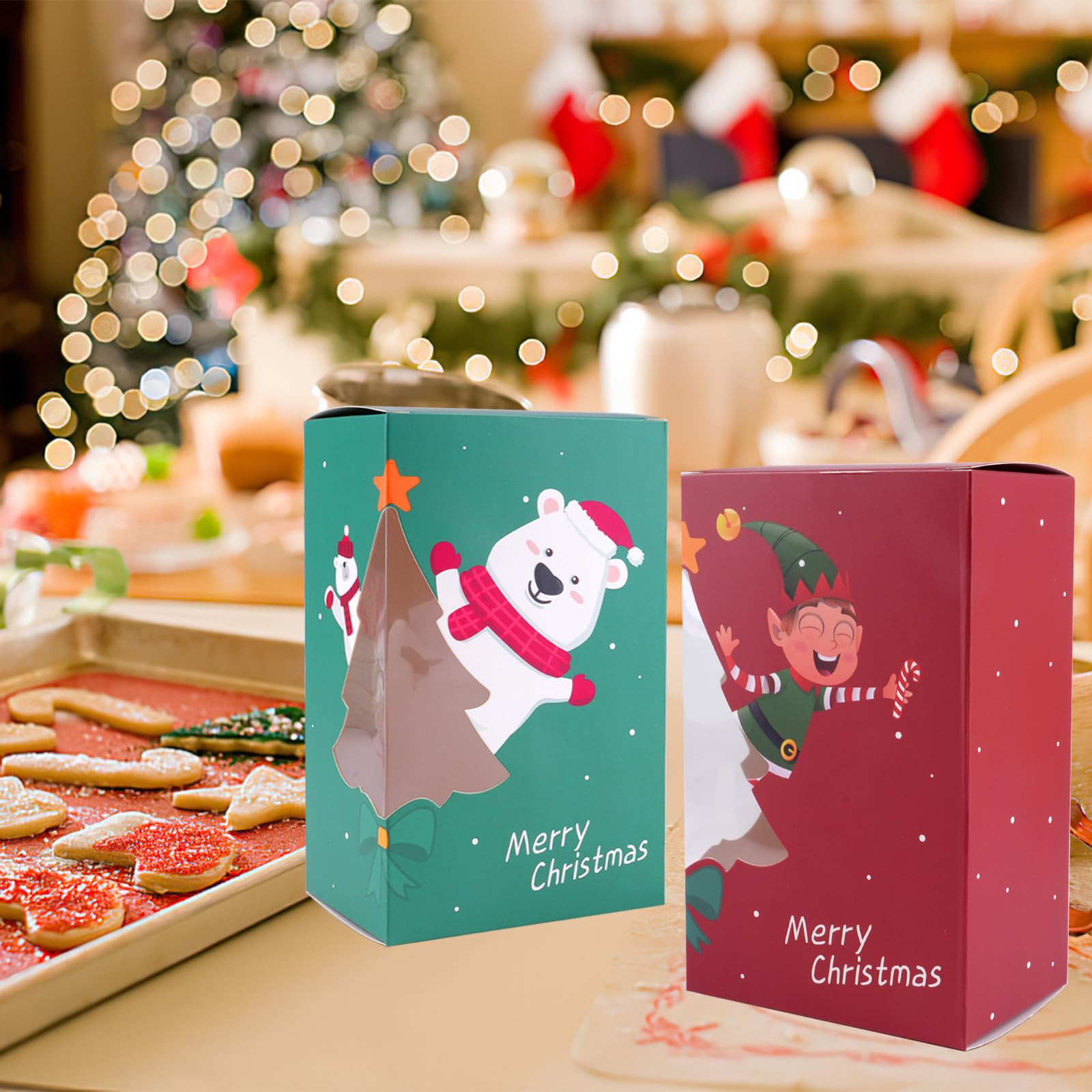 Testyu Weihnachts-Keksschachteln 12 Stück - Mit Sichtfenster Für Plätzchen & Geschenke