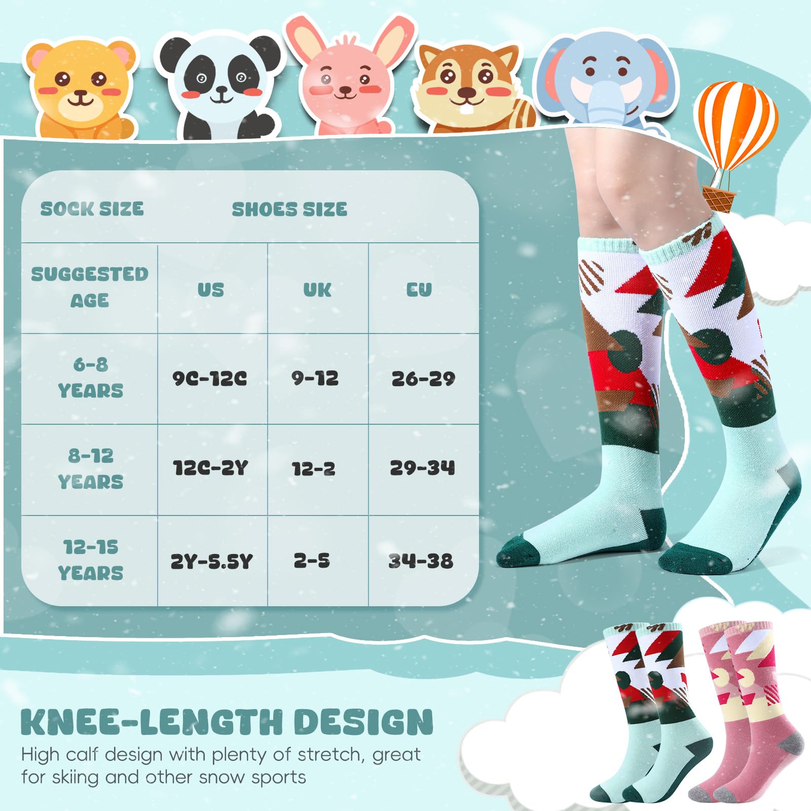 West Biking 0216056 Chaussettes de ski pour garçon Mixte