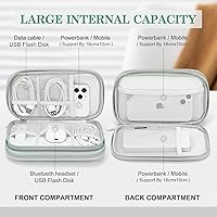 Vista 3 de FYY Organizador para cosas electrónicas, para viajes, para cables, cargadores y celular, estuche portátil, impermeable, doble capa, bolsa de Verde