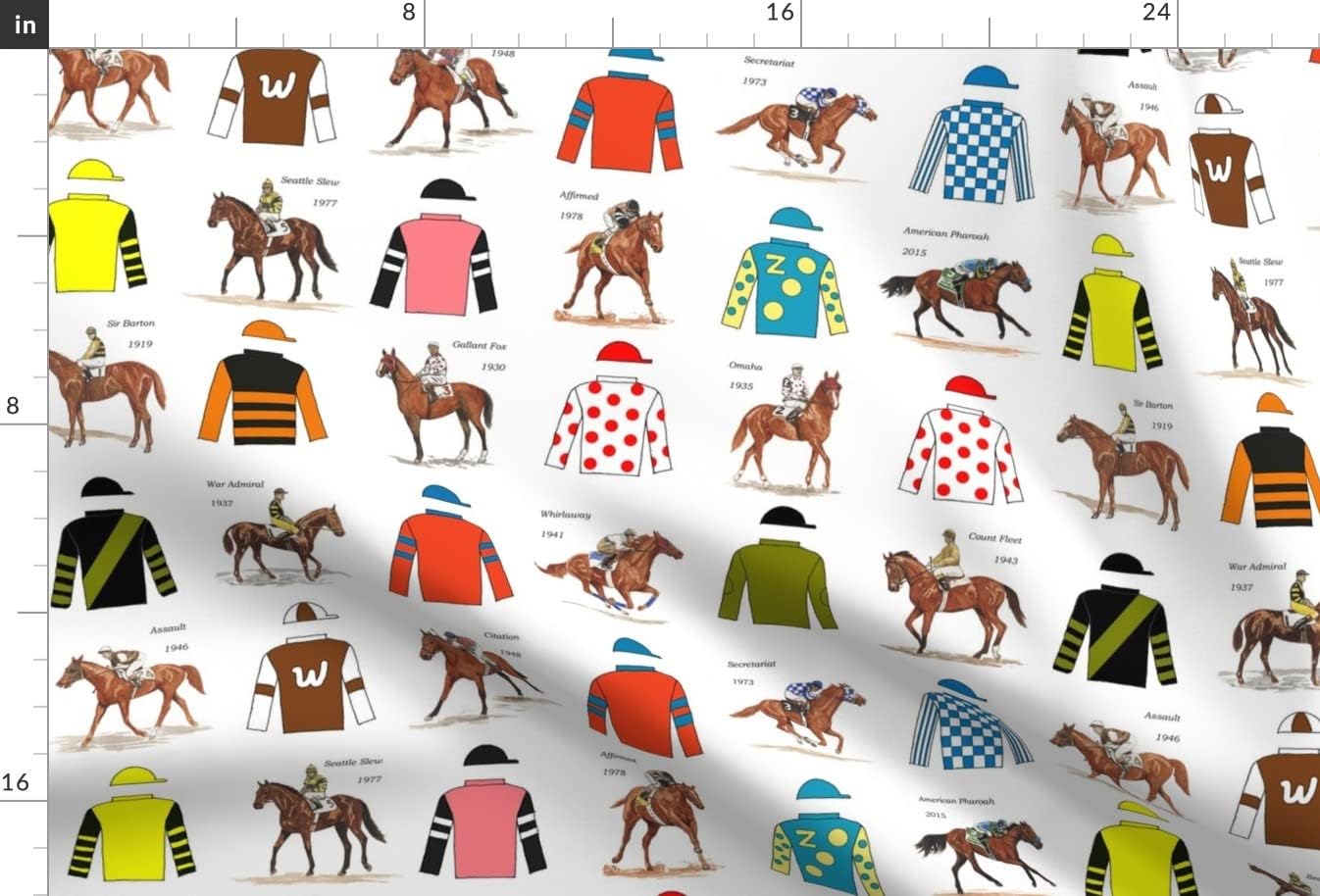 Spoonflower Fabric - American Crown Off Black Horses Horse Racing Printed on Upholstery Velvet Fabric Fat Quarter - Upholstery Home Decor Bottomweight Apparel