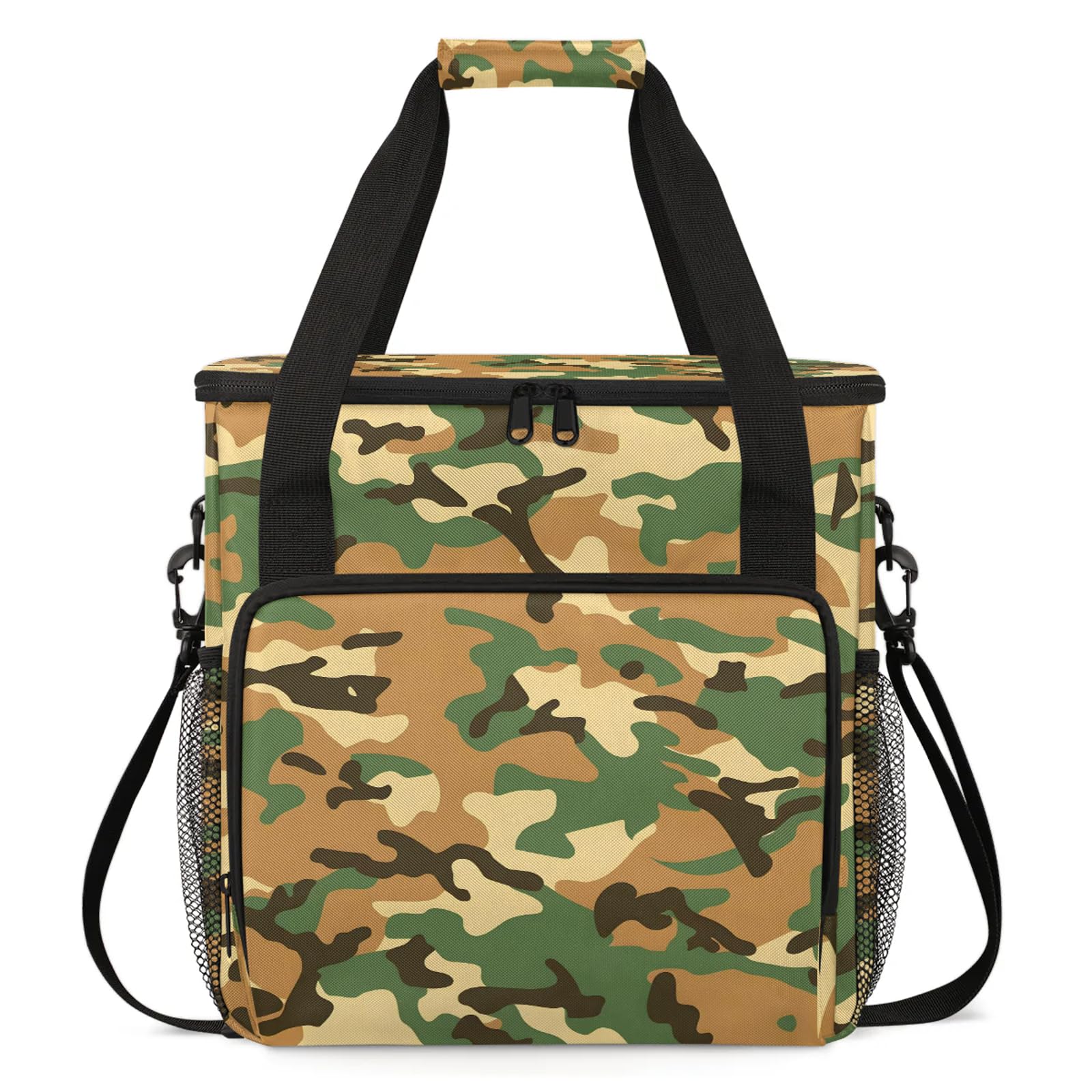 Adornori Camo Army Travel Coffee Maker Carrying Bag, Large Organizer Storage Tote Bag Insulated Reusable Cooler Grocery Bags