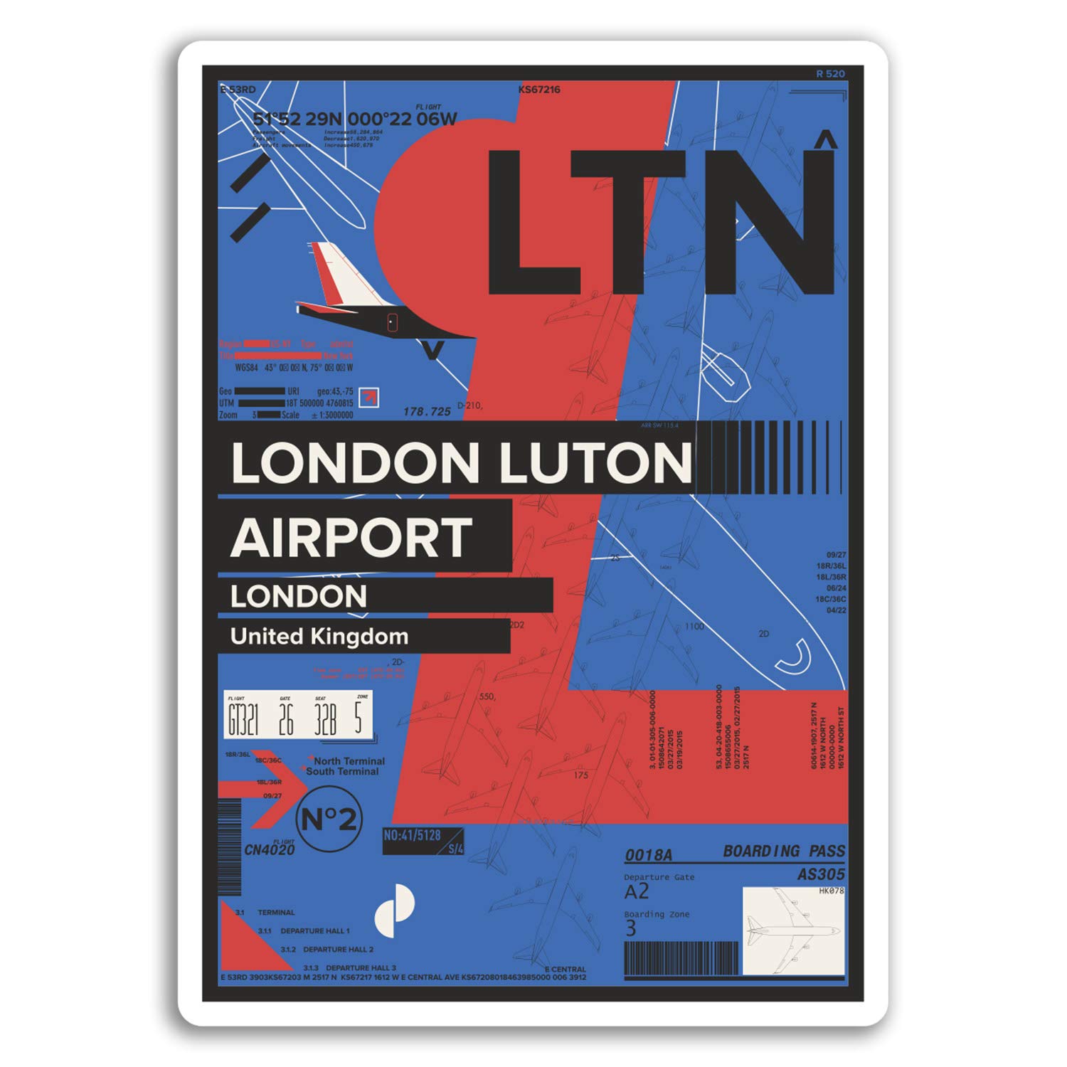 Destinationvinyl Multi 2 X 10Cm London Luton Airport Vinyl Stickers - England Britain Uk Sticker #17428 (10Cm Tall)