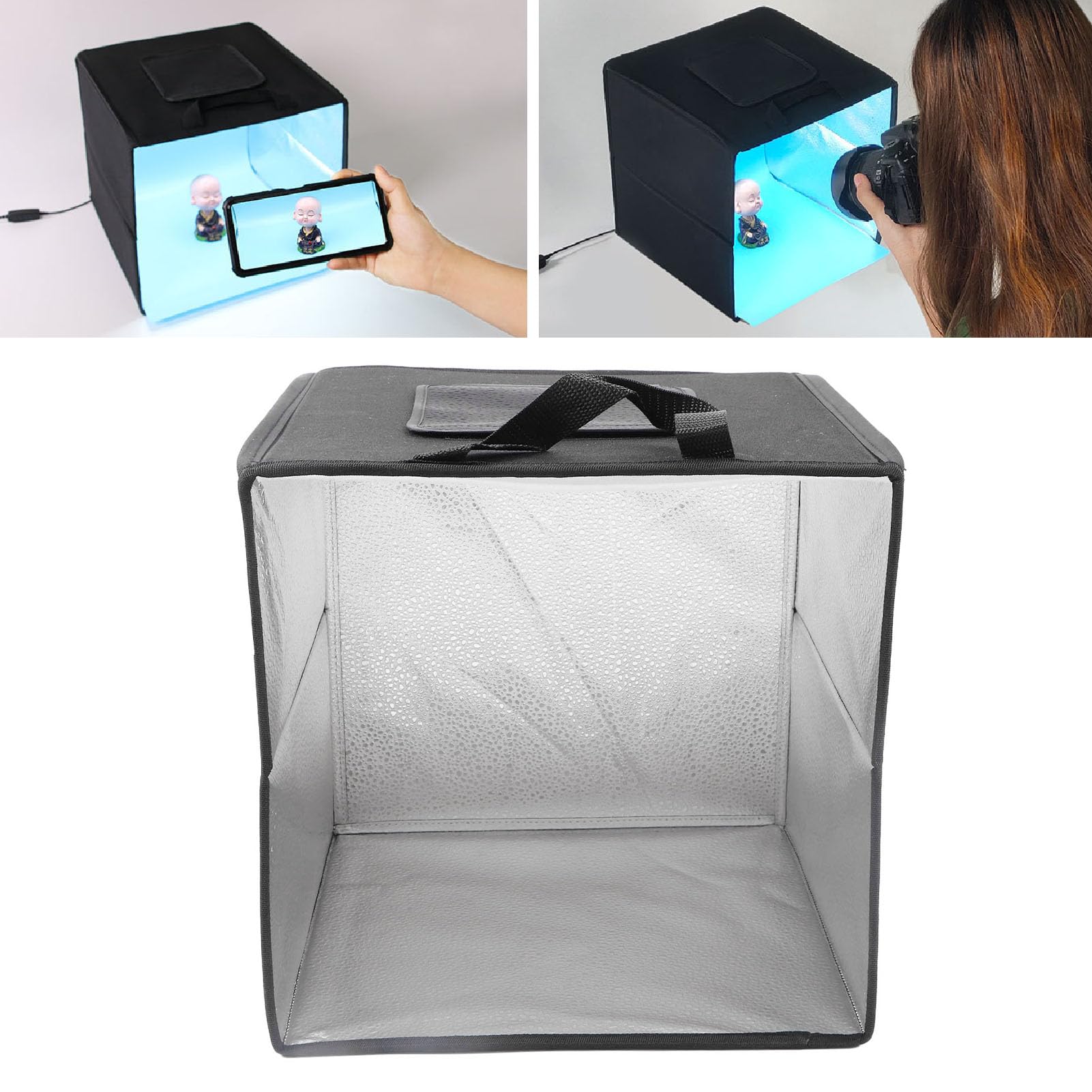 Photo Studio Shooting Tent Light Cube Diffusion Soft Box, Kit di Light Box da Studio a LED Pieghevole Portatile con 6 Tipi di Sfondi a Colori per la Fotografia