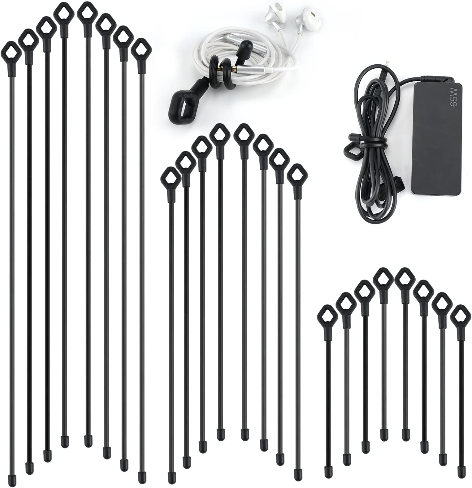 Twist Ties, Reusable Silicone Cable Ties with Holes, 24PK