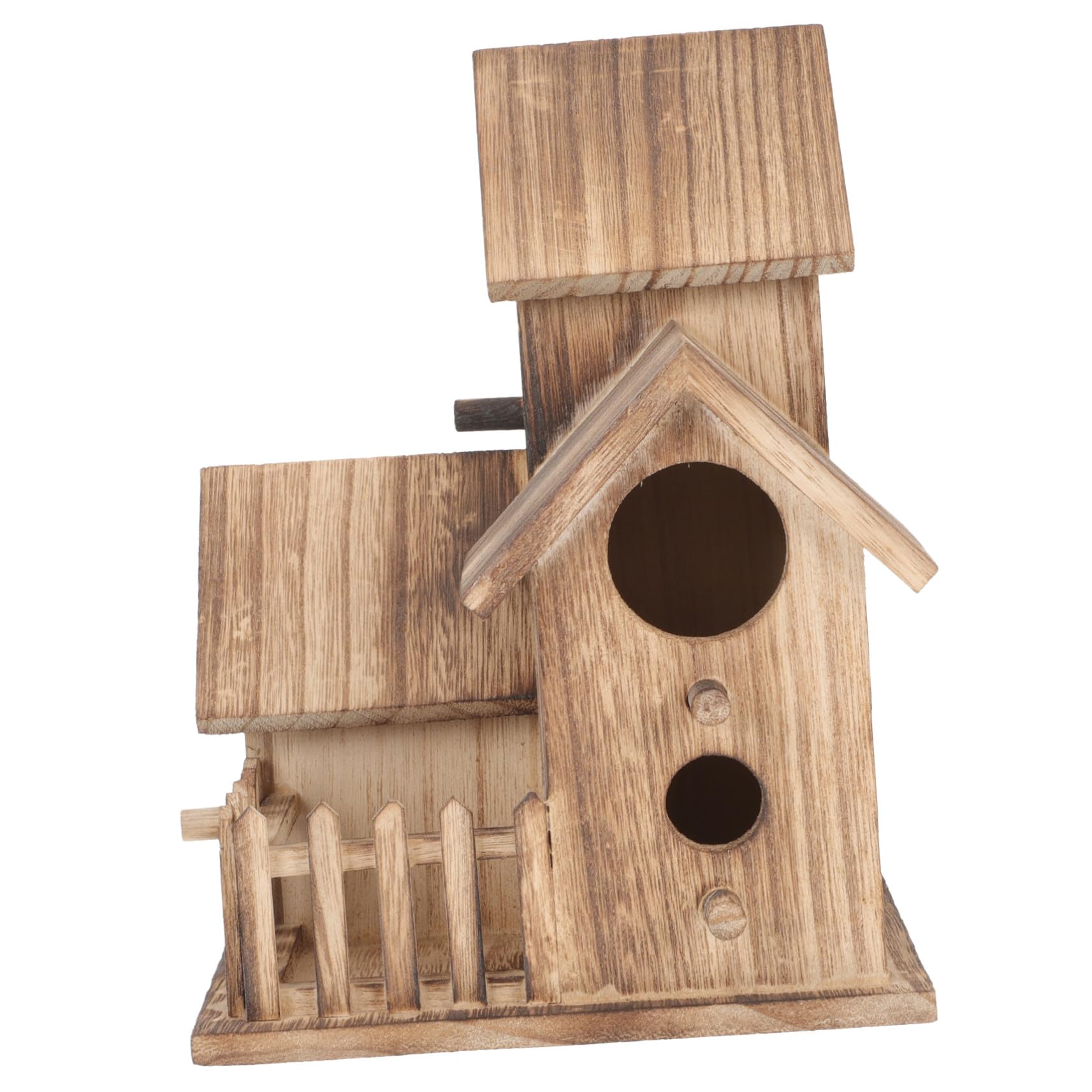 FRCOLOR Villa Nido De Pájaro Independiente Comedero para Pájaros De Madera Caseta De Cría para Jardín Nido para Periquitos
