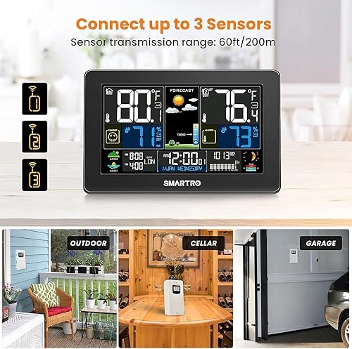 Miniatura 6 de SMARTRO - Reloj despertador digital con puerto USB para carga, intensidad regulable