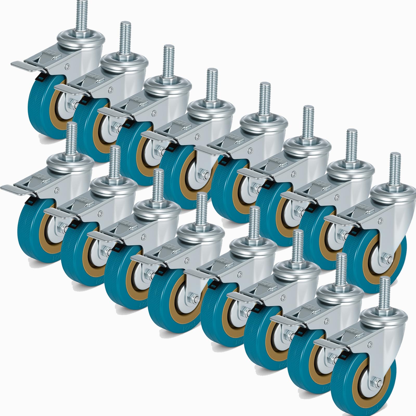 Heavy Duty Castor Wheels Rubber Swivel Casters 200kg Capacity for Furniture Trolleys (M12 thread, 16) โ image 1