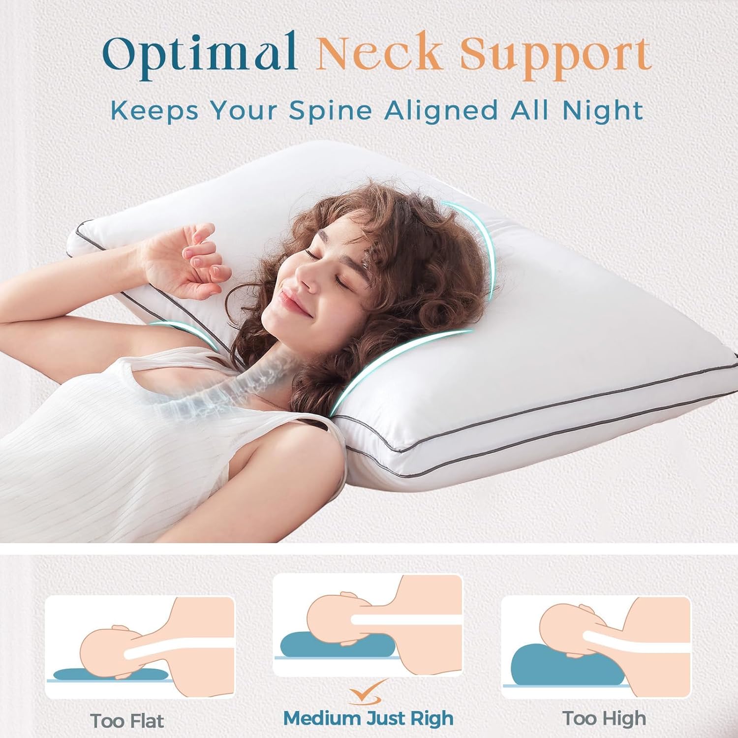 MUXHOMO Bed Pillows Standard Size Set of 4, Full Size Gusseted Bed Pillows for Side, Back, and Stomach Sleepers, Hotel Quality, Oeko-Tex Certified Fluffy Supportive Down Alternative Filling, 4 Pack - Image 2