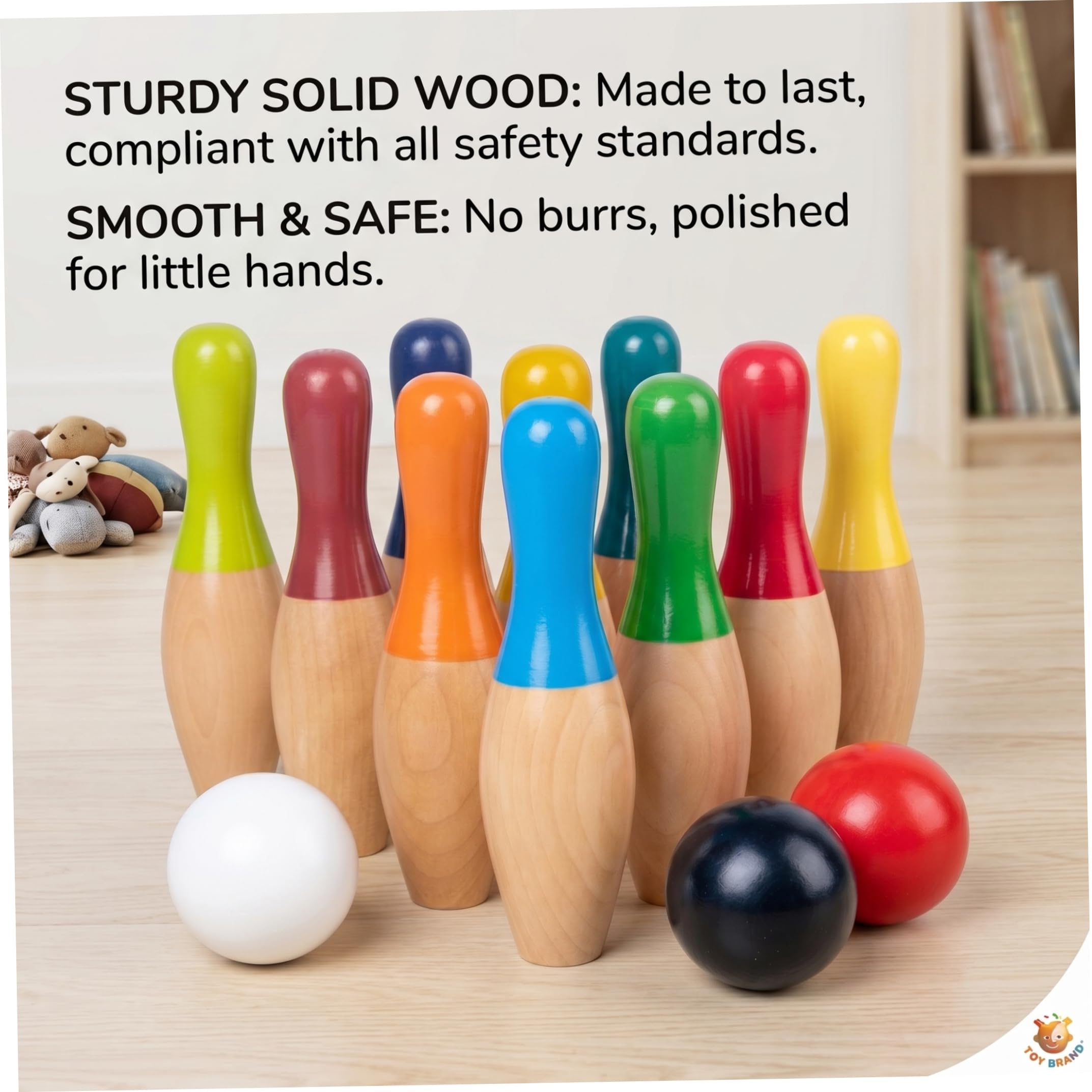 Juego de Bolos para niños, Juego de Bolos para niños, Interactivo de Madera para de 2 a 5 años, arcoíris, 3, 7 Libras
