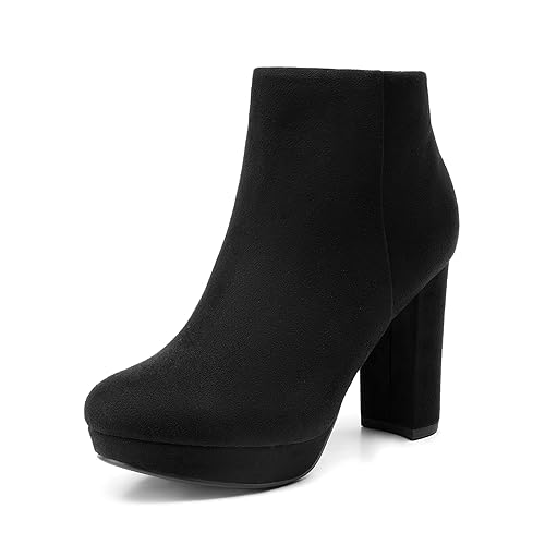 DREAM PAIRS Women's Stomp High Heel Ankle Boots - 9.5 - Black