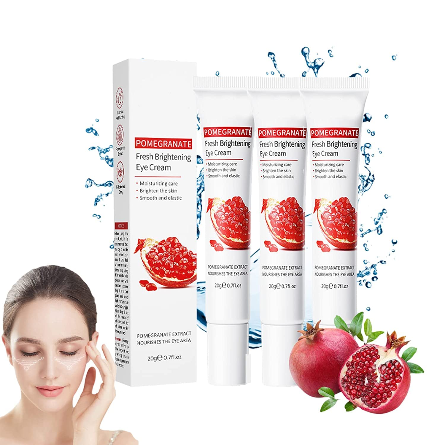 FIONEL Red Pomegranate Eye Cream, Pomegranate Vitamin C Eye Cream, Anti Aging Eye