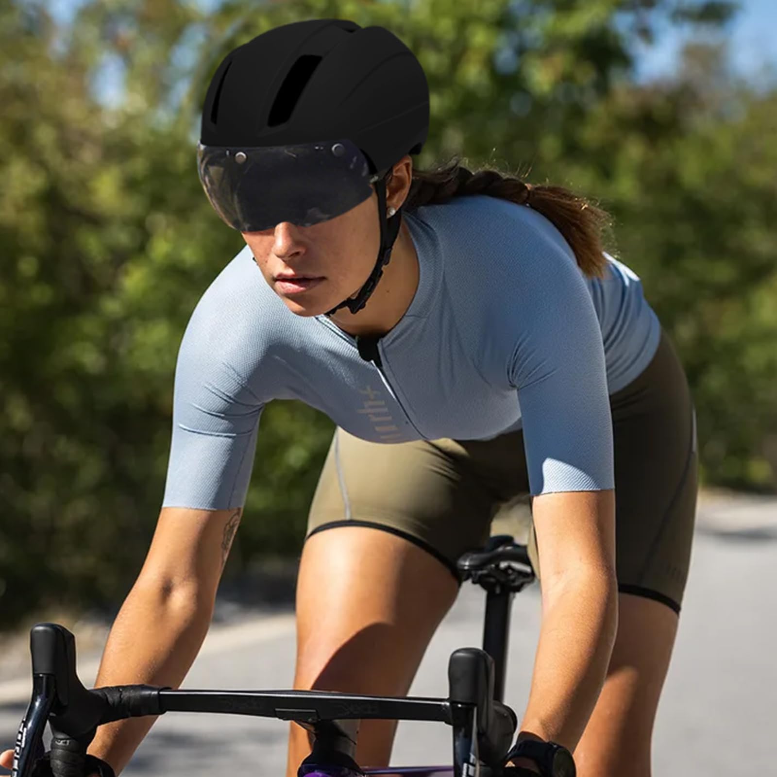 LeapBeast Casco Urbano Unisex,Casco da Bicicletta Leggero con Visiera Parasole e Occhiali Magnetici Staccabili, Misura Regolabile,Calotta in PC, Adatto per Bici Elettriche,MTB e Bici da Città
