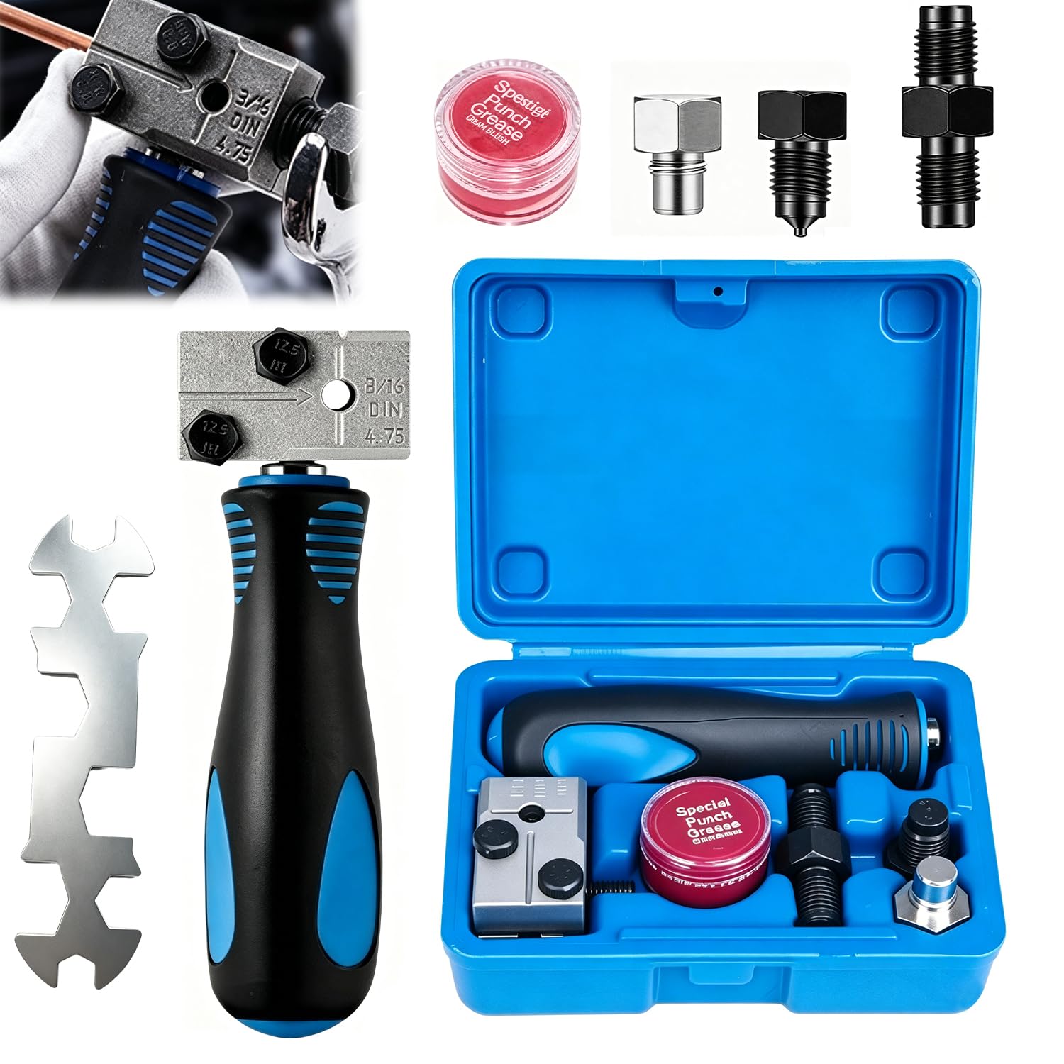 7 Pcs Outils de conduite freins Double Adapté Au Raccord tuyau de frein 4.75mm bremsleitung verbinder kit tuyau de frein kit d’outils de conduites de freins Traite Tuyaux Cuivre Nickel Acier